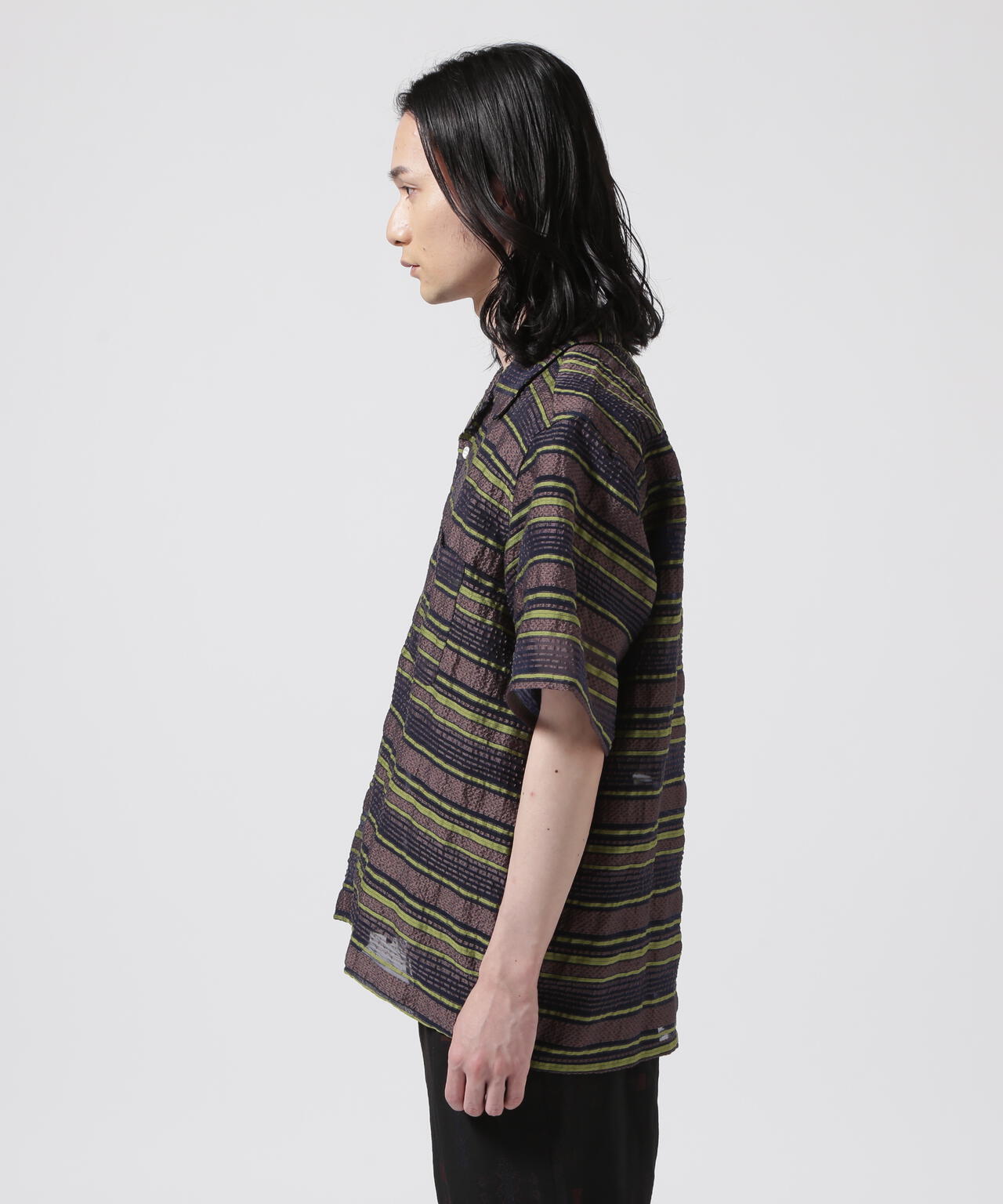 NEEDLES(ニードルズ)S/S ONE-UP SHIRT - PE/CU/N/C/R CHIFFON STRIPE JQ.