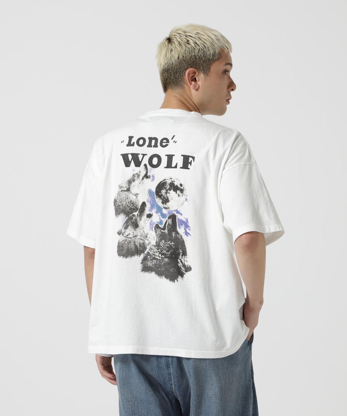 REMI RELIEF(レミレリーフ) 別注LW加工20/-天竺BIGサイズT(LONE WOLF 