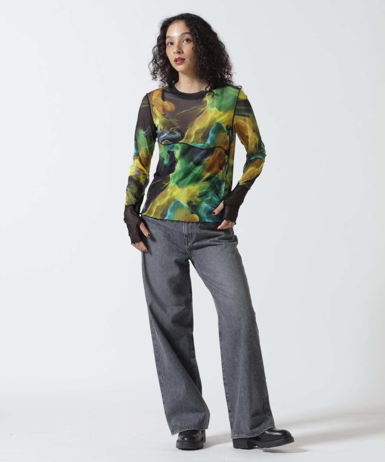 CASANE（カサネ）マーブルペイントクルーメロートップス | B'2nd（ビー