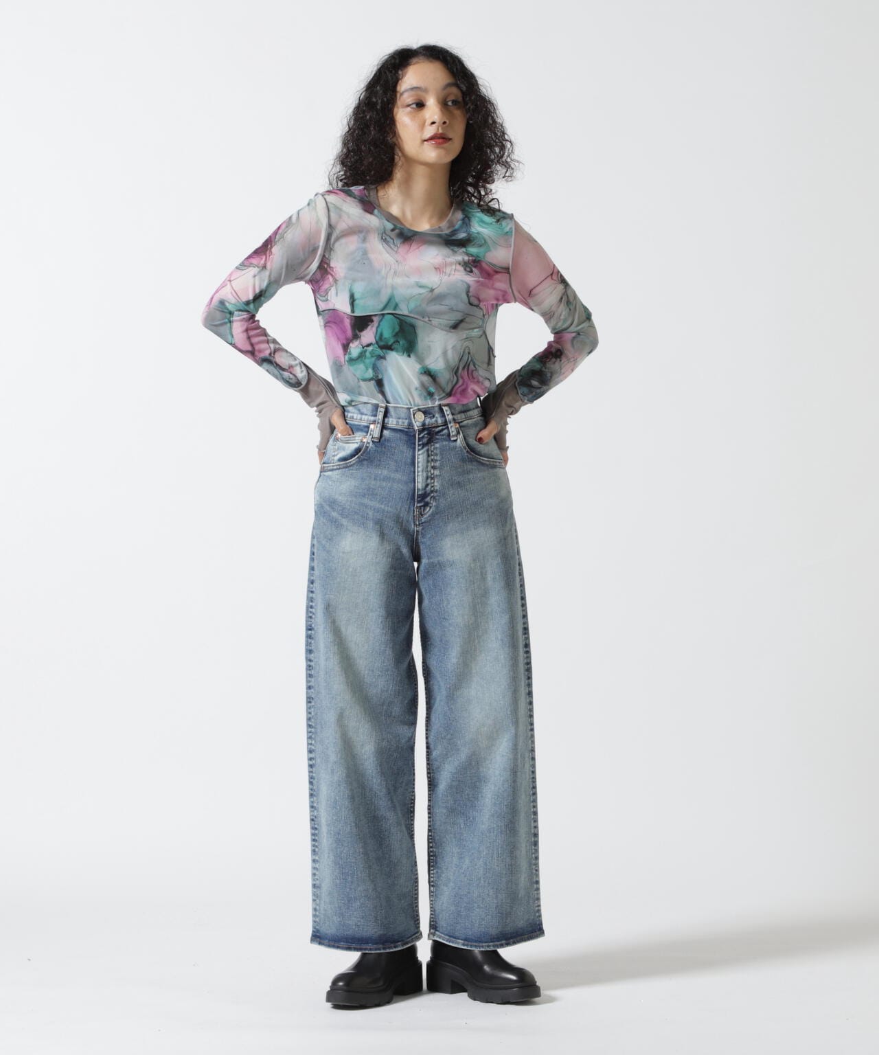 CASANE（カサネ）マーブルペイントクルーメロートップス | B'2nd（ビー