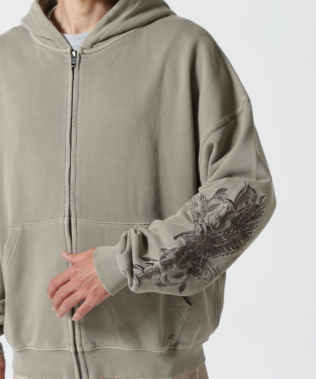 LUSOR（ルーソル）PIGMENT SWEAT ZIP HOODIE FLOWER