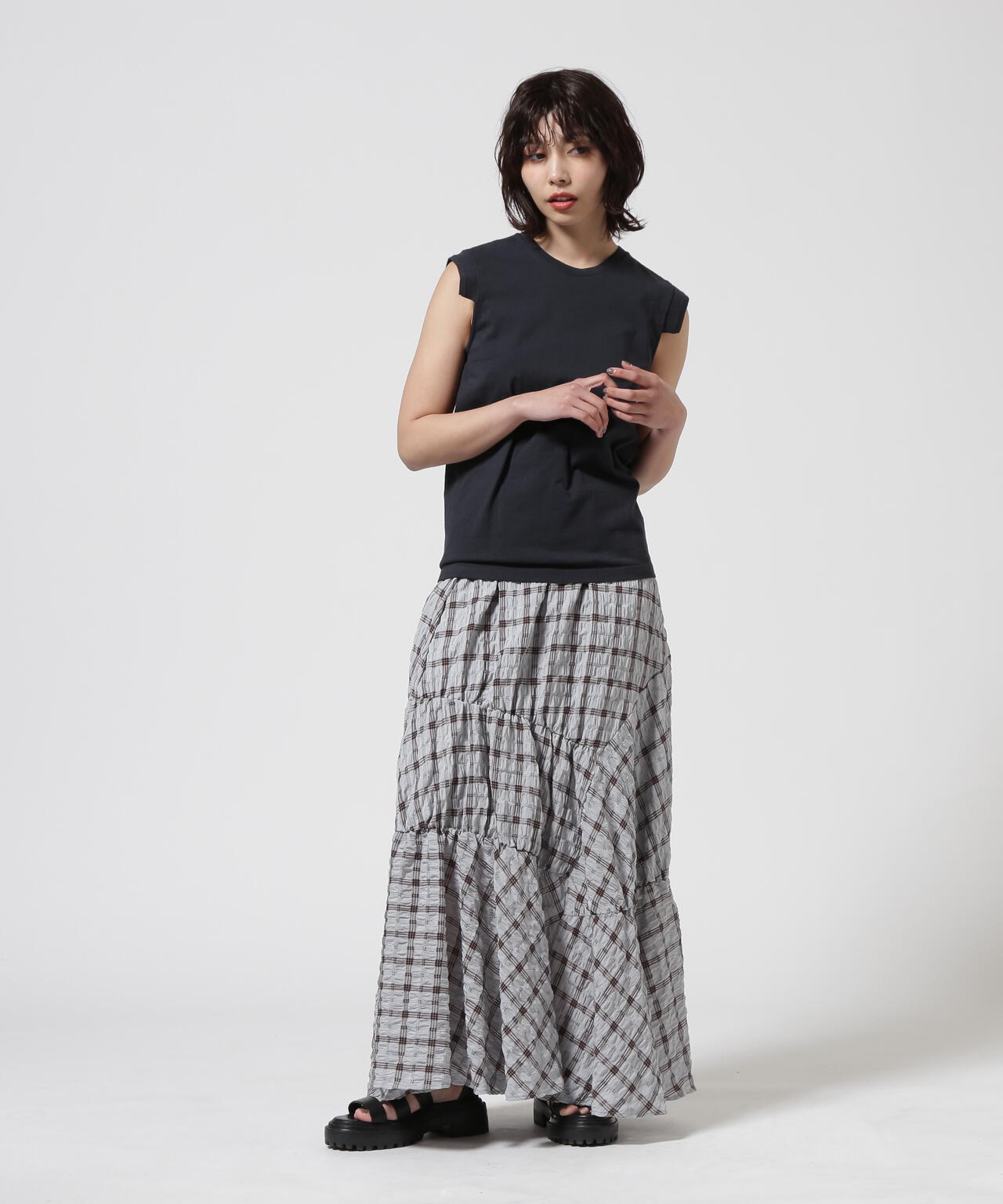 ビーセカンド（B’2nd）/DROIT BELLO(ドロイトベロ) チェックボリュームスカート DROIT BELLO(ドロイトベロ) チェックボリュームスカート | B'2nd（ビー