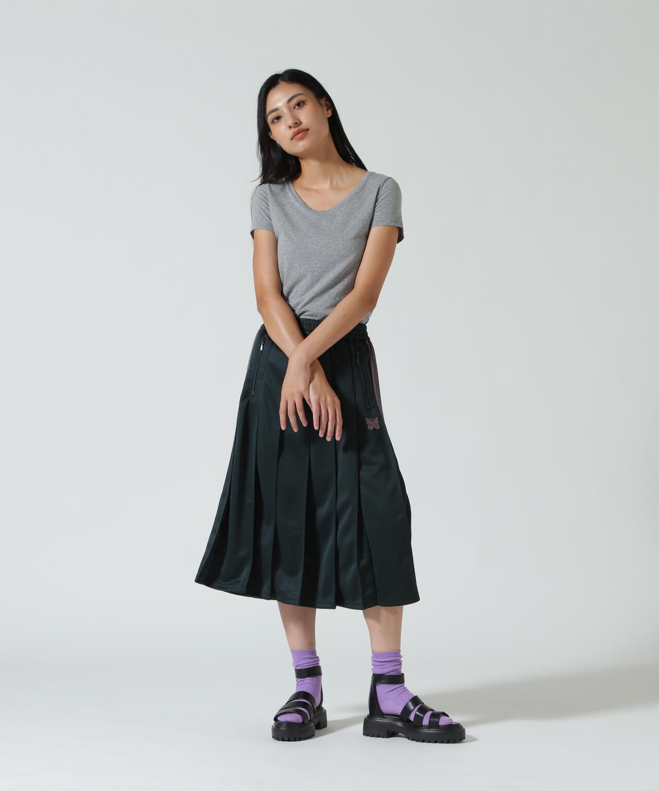 NEEDLES / ニードルズ / Pleated Track Skirt - Poly Smooth RW322