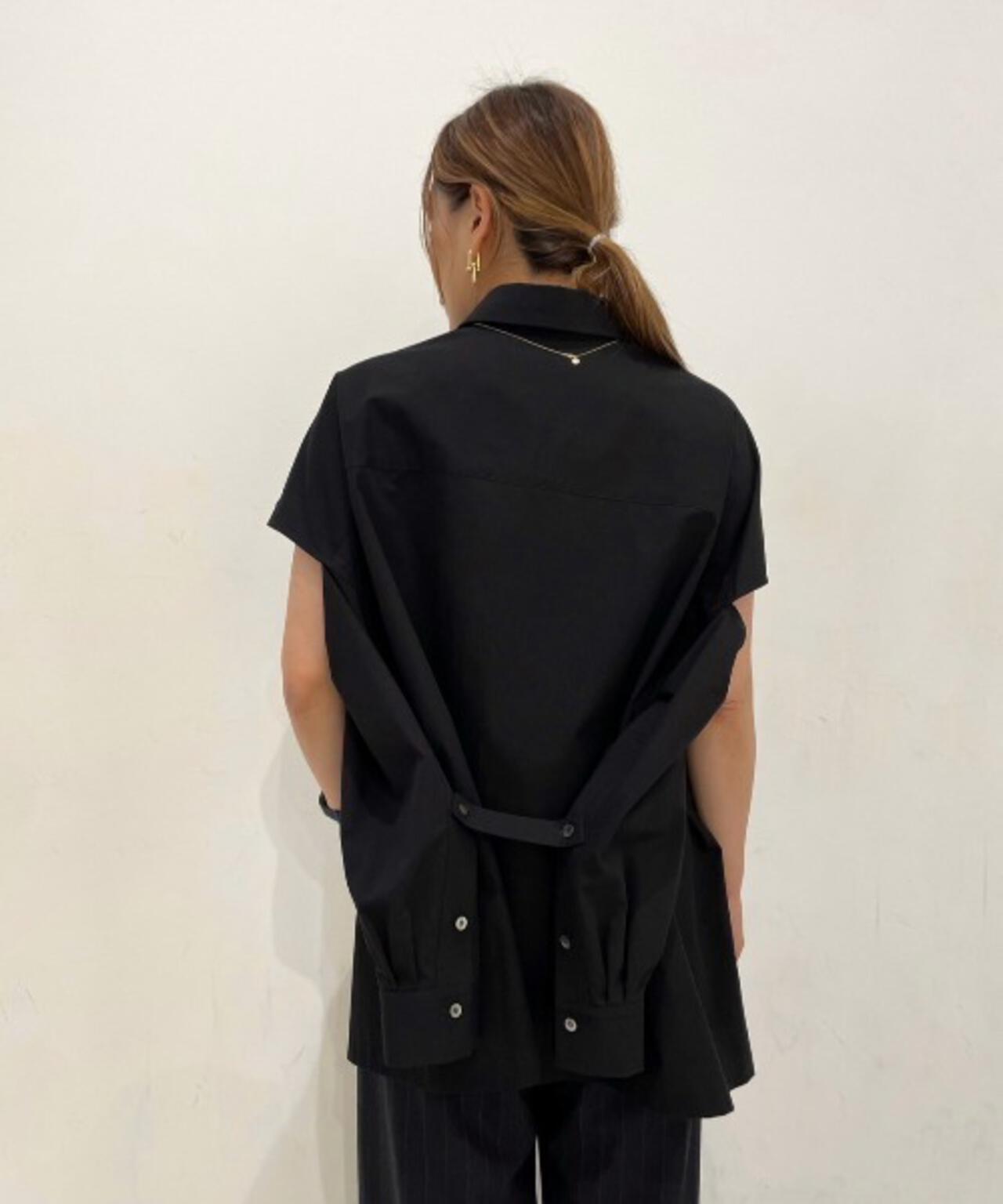 ujoh ウジョー アシンメトリーロングトップス 黒 2 UJOH(ウジョー) Slit sleeve 別注シャツ | B'2nd（ビーセカンド