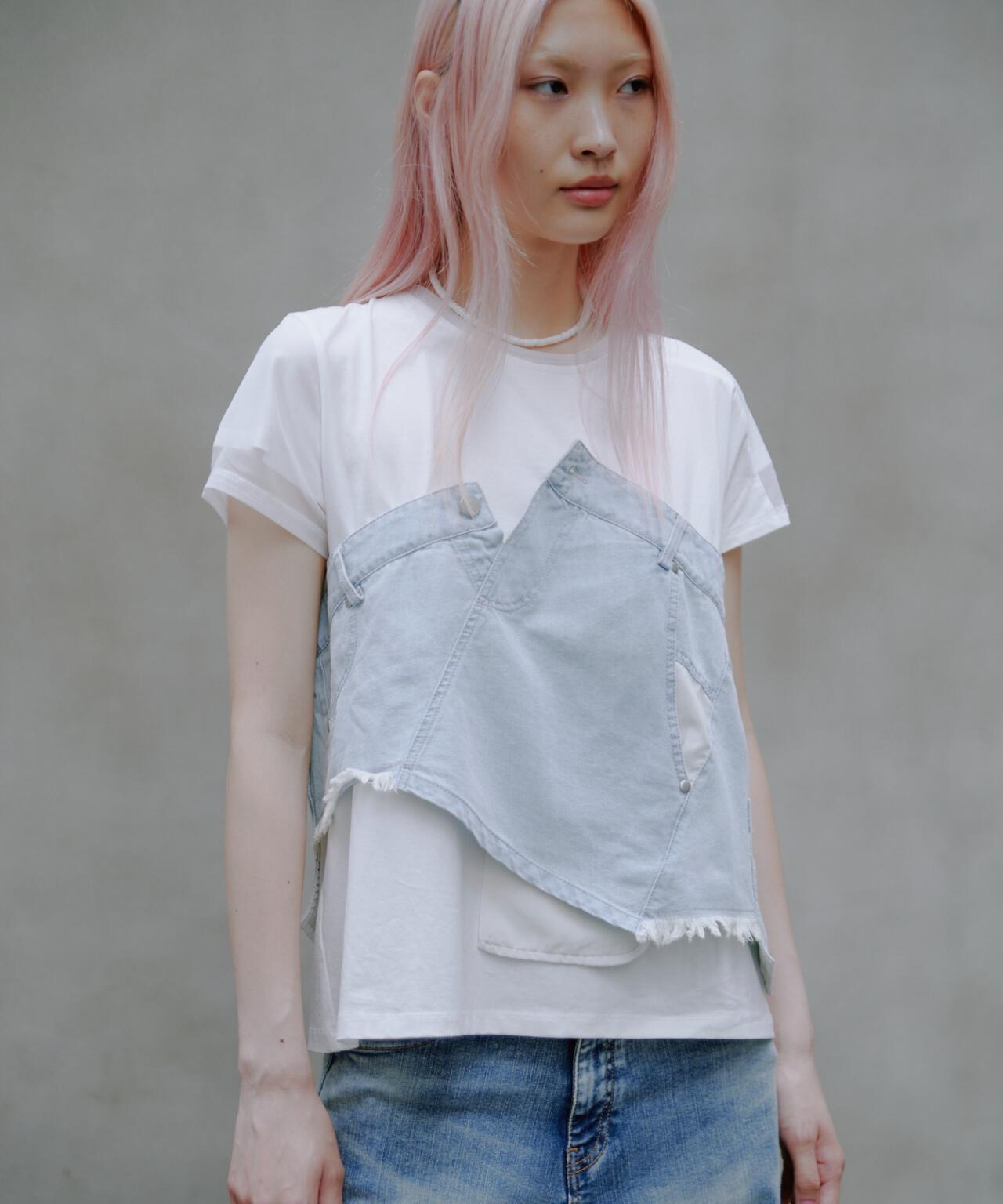AULA AILA（アウラ アイラ）別注デニムレイヤードＴシャツ