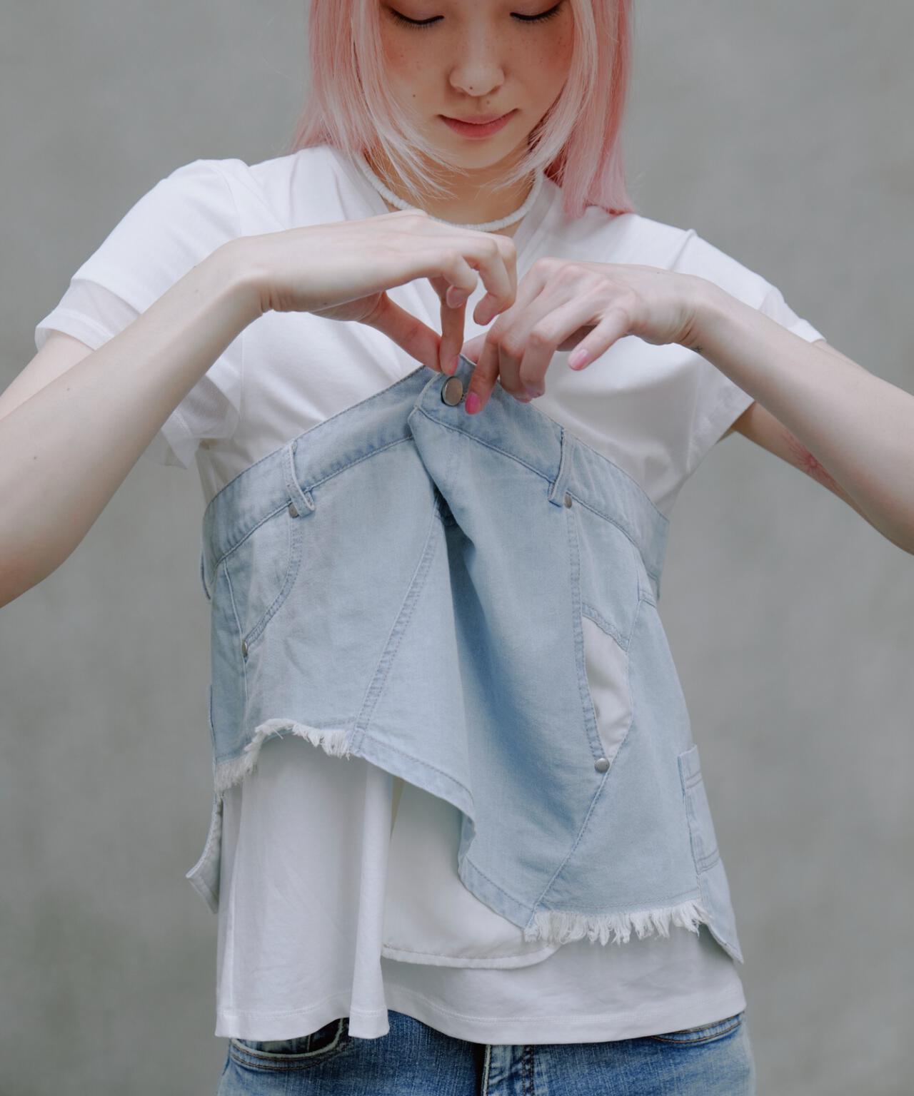 AULA AILA（アウラ アイラ）別注デニムレイヤードＴシャツ