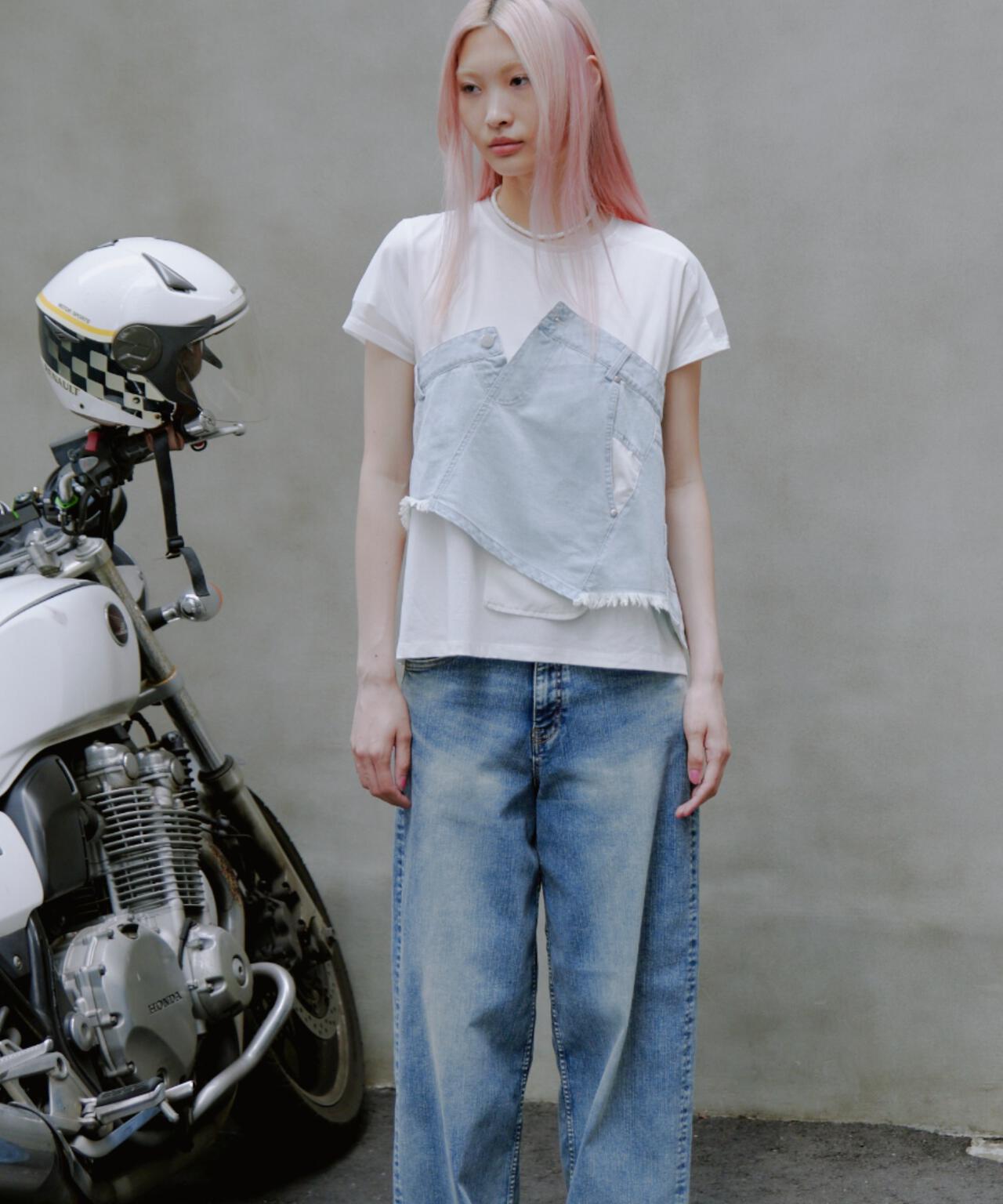 AULA AILA（アウラ アイラ）別注デニムレイヤードＴシャツ