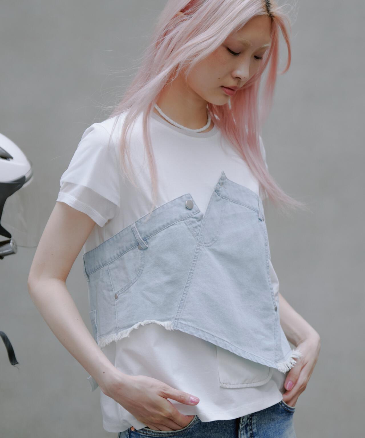 AULA AILA（アウラ アイラ）別注デニムレイヤードＴシャツ