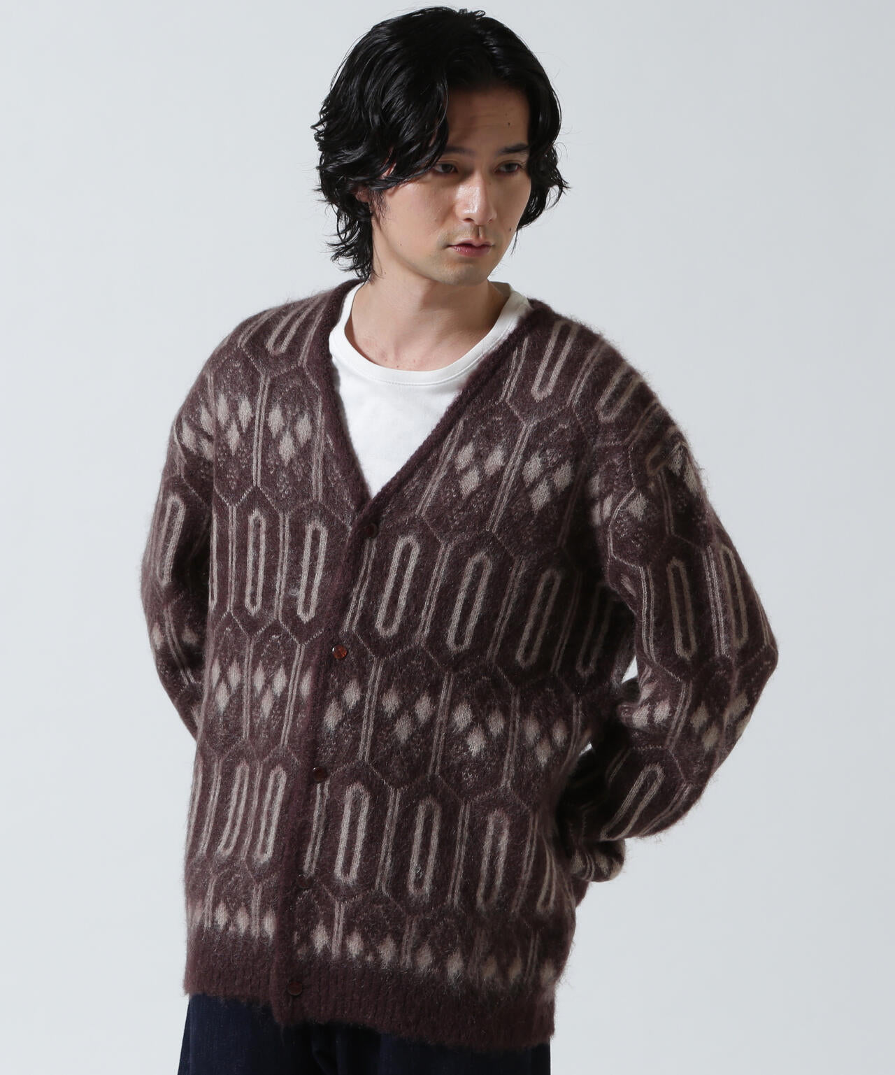 Needles ニードルズ Mohair Cardigan L ダークブラウン 中古・古着通販】Needles (ニードルズ) Mohair Cardigan - Papillon