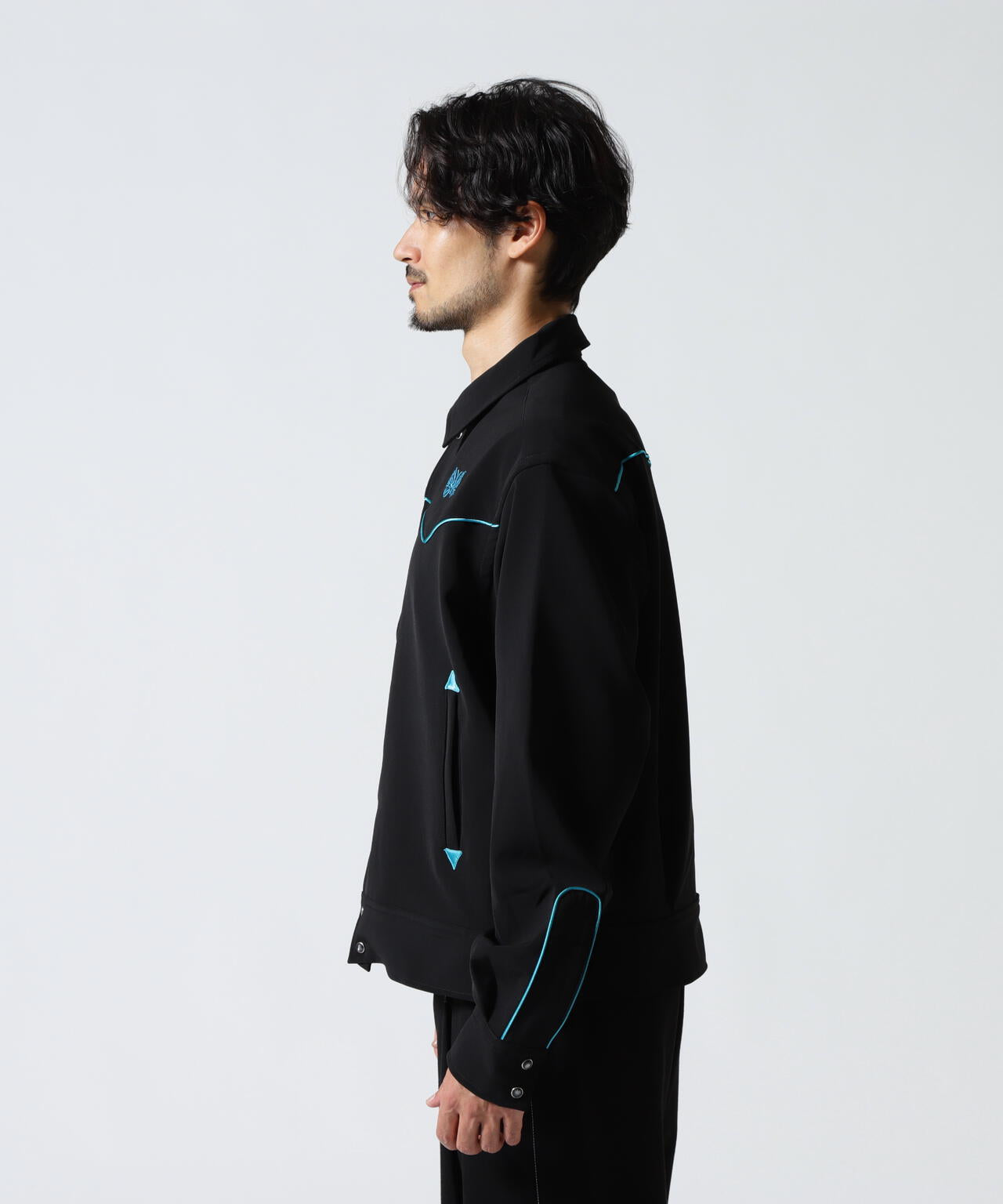極美品　Needles ニードルズパイピング カウボーイ ジャケット　黒　水色 中古・古着通販】Needles (ニードルズ) パイピングカウボーイ