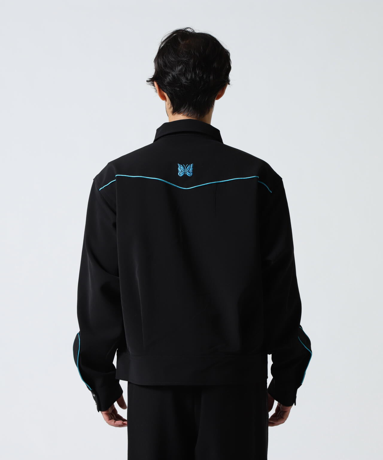 極美品　Needles ニードルズパイピング カウボーイ ジャケット　黒　水色 中古・古着通販】Needles (ニードルズ) パイピングカウボーイ