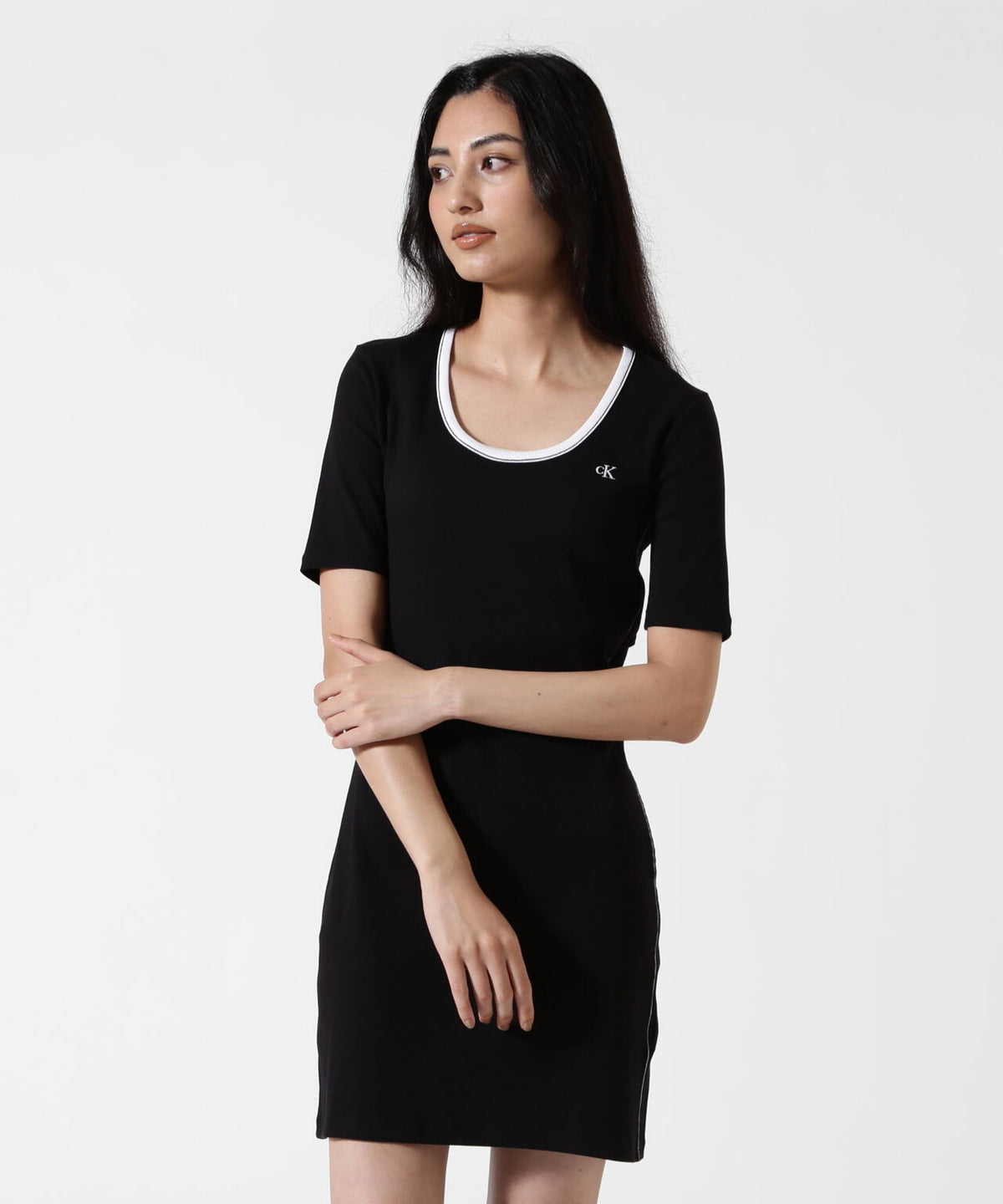 Calvin Klein (カルバンクライン）BABY RIB CUTOUT MNI DRESS 