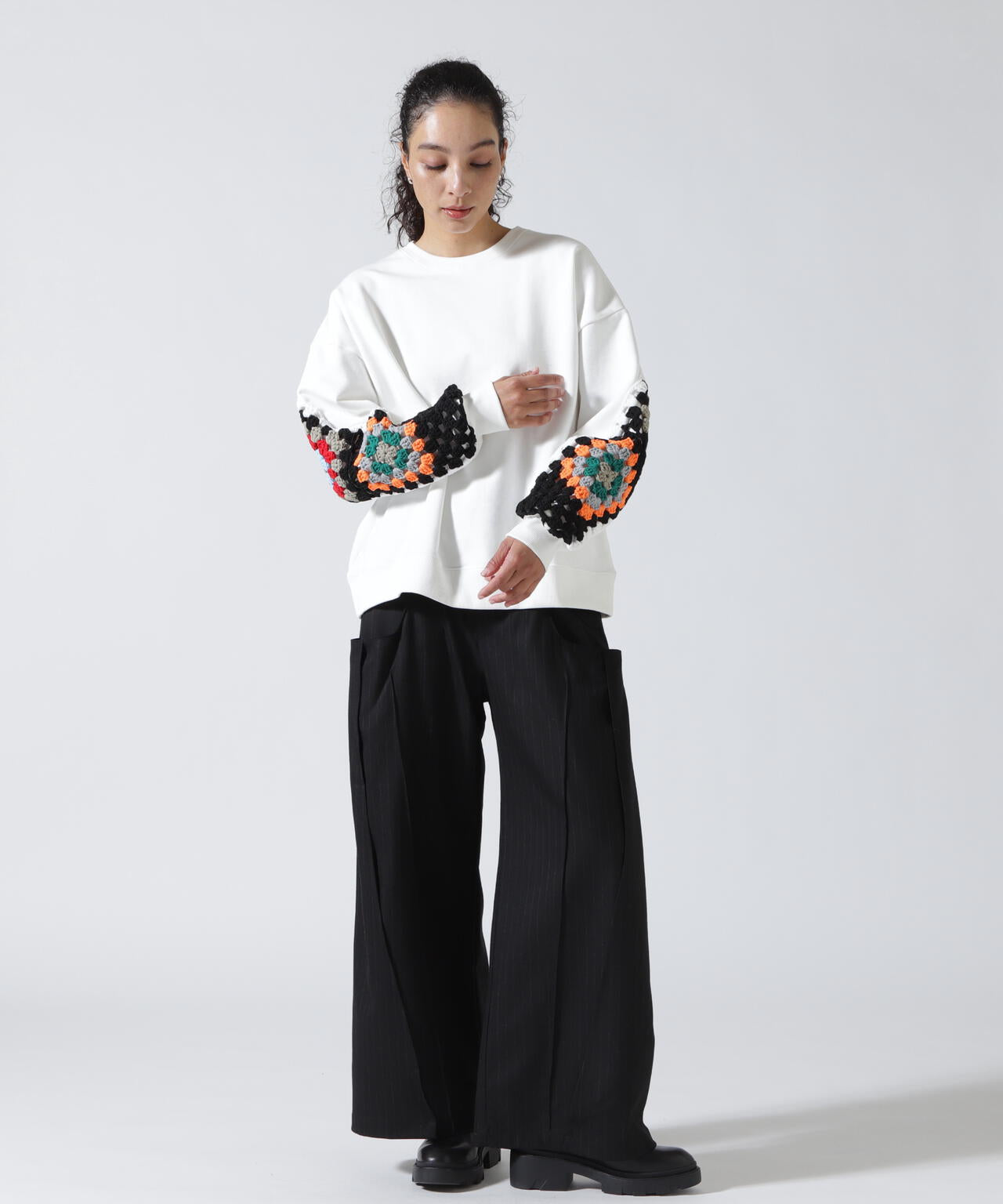 DISCOVERED(ディスカバード) 別注 CROCHET SLEEVE SWEAT WOMEN | B'2nd