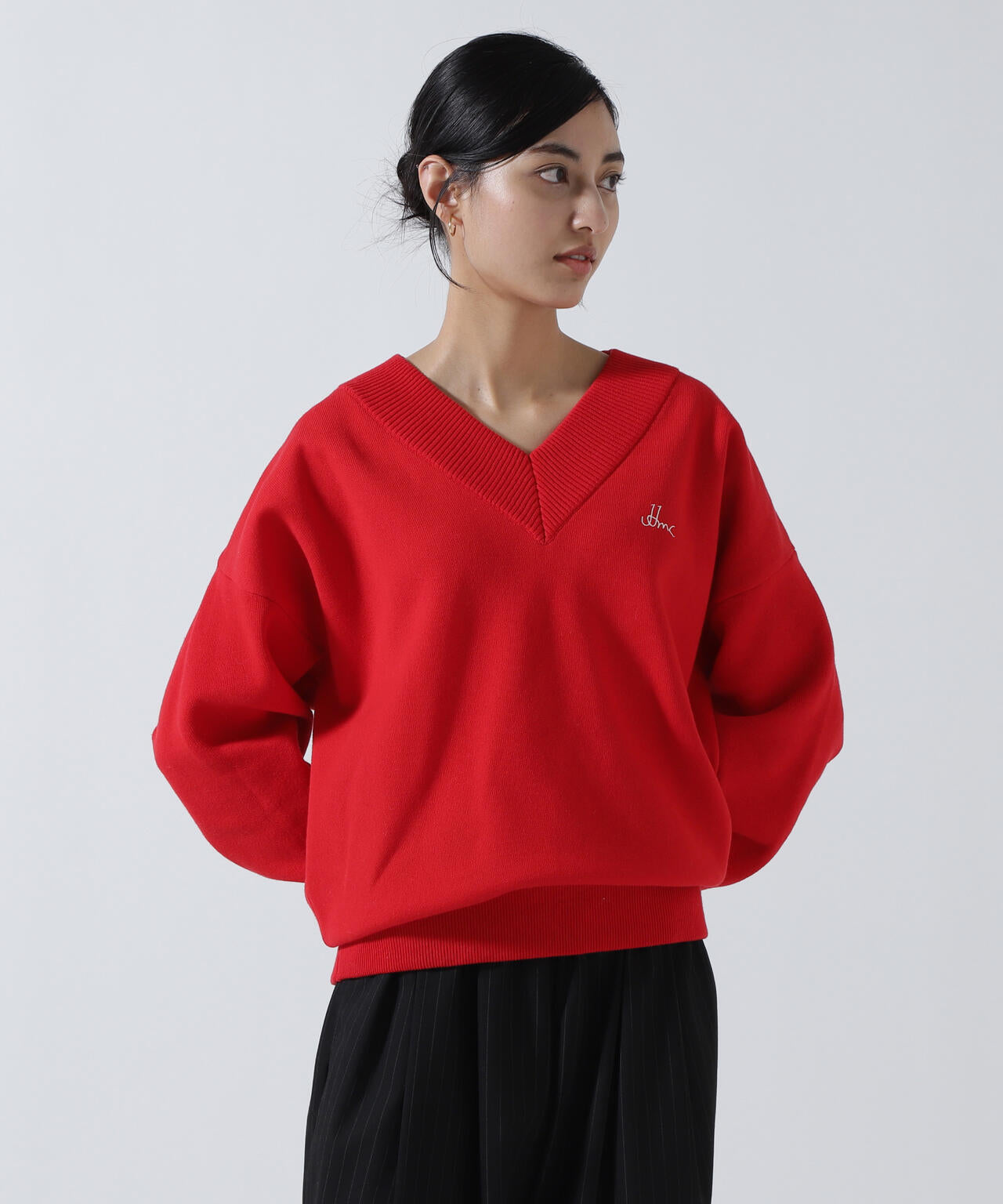 JJMERCER (ジェイジェイマーサー) 別注Ｖネックバックロゴニット