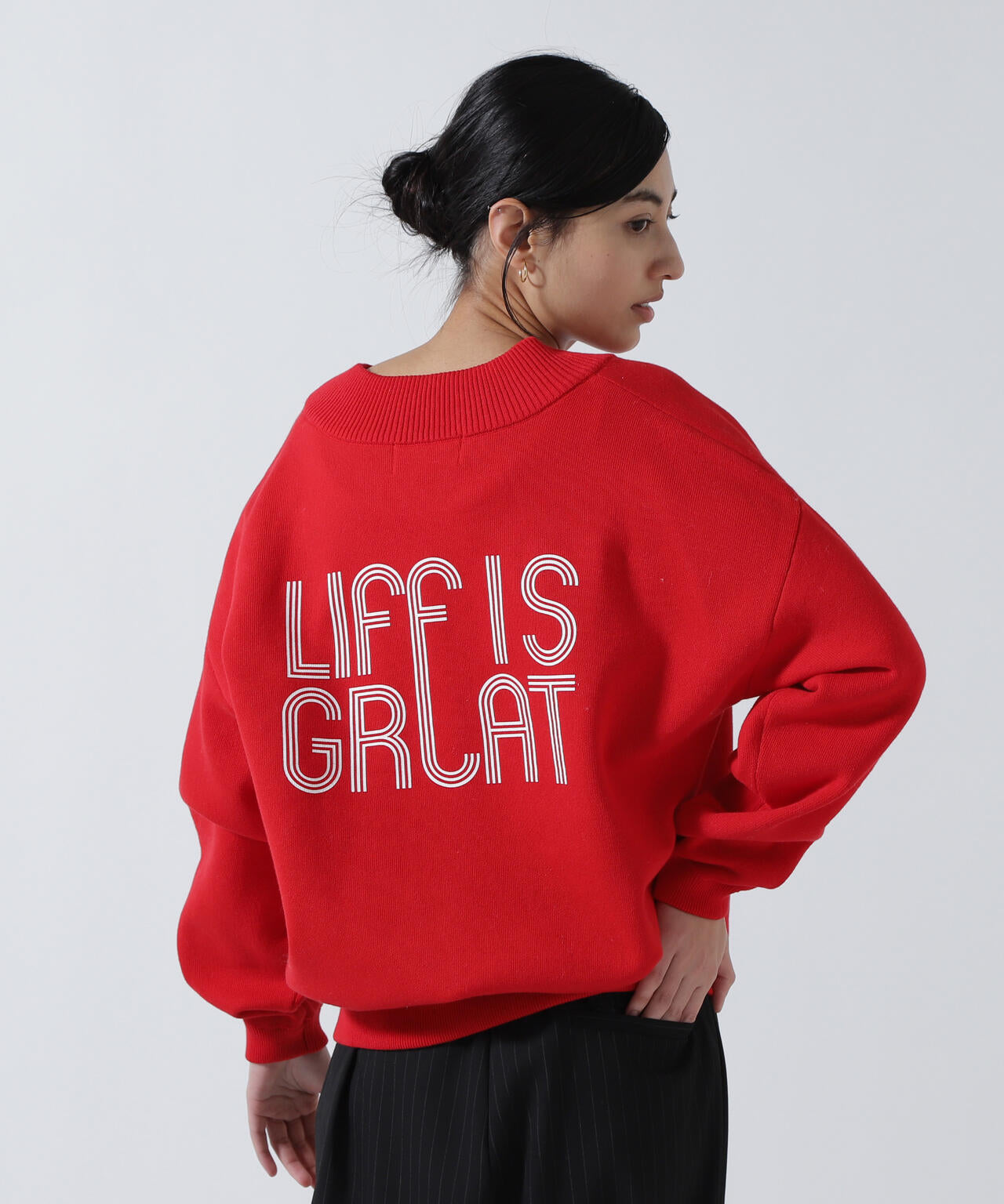 JJMERCER (ジェイジェイマーサー) 別注Ｖネックバックロゴニット