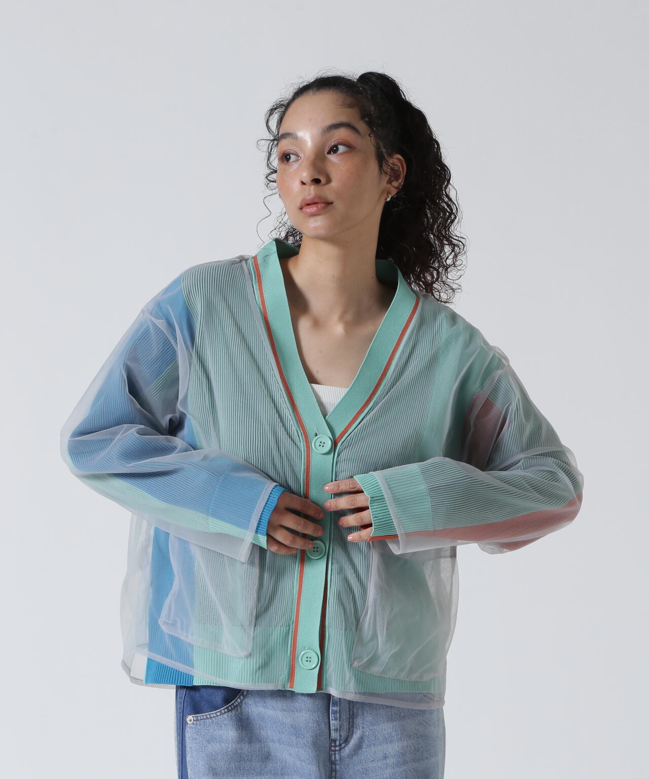 AULA AILA（アウラ アイラ）別注チュールレイヤードカーディガン