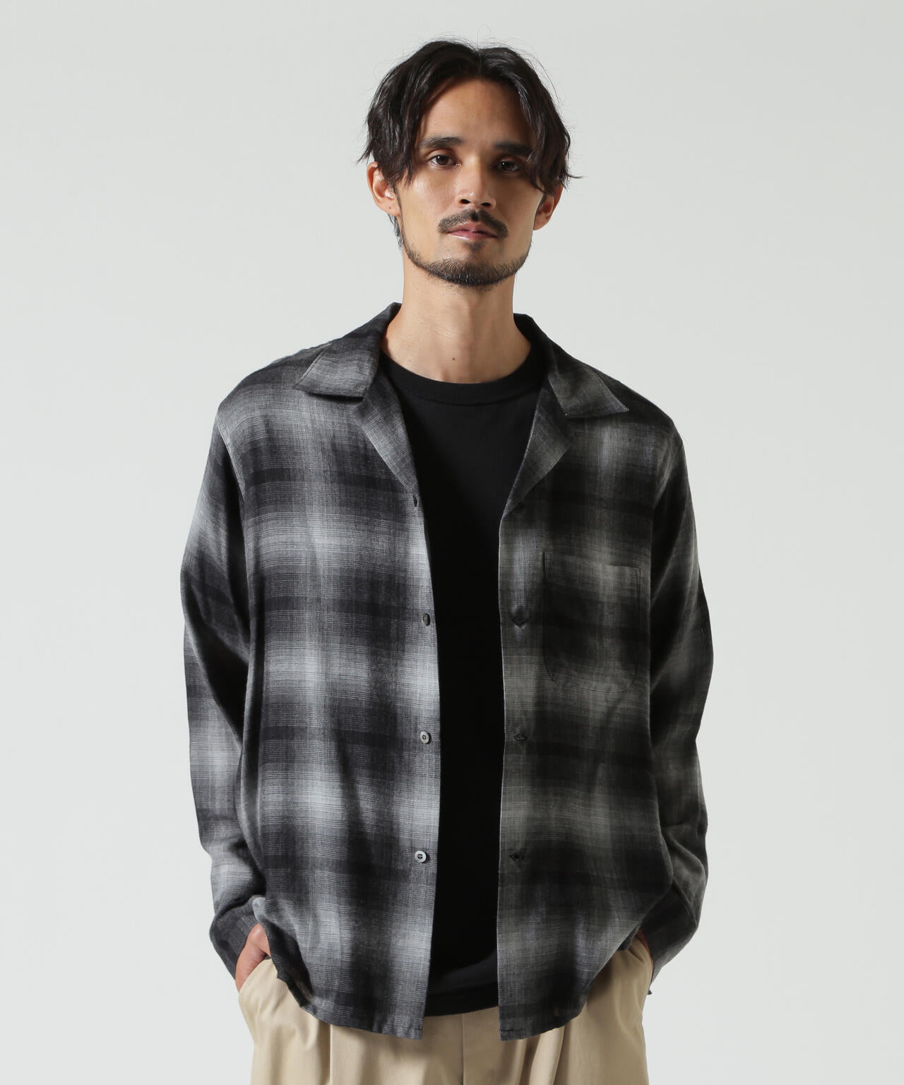 MINEDENIM（マインデニム） T.Rayon Ombre Open Collar Shirt | B'2nd