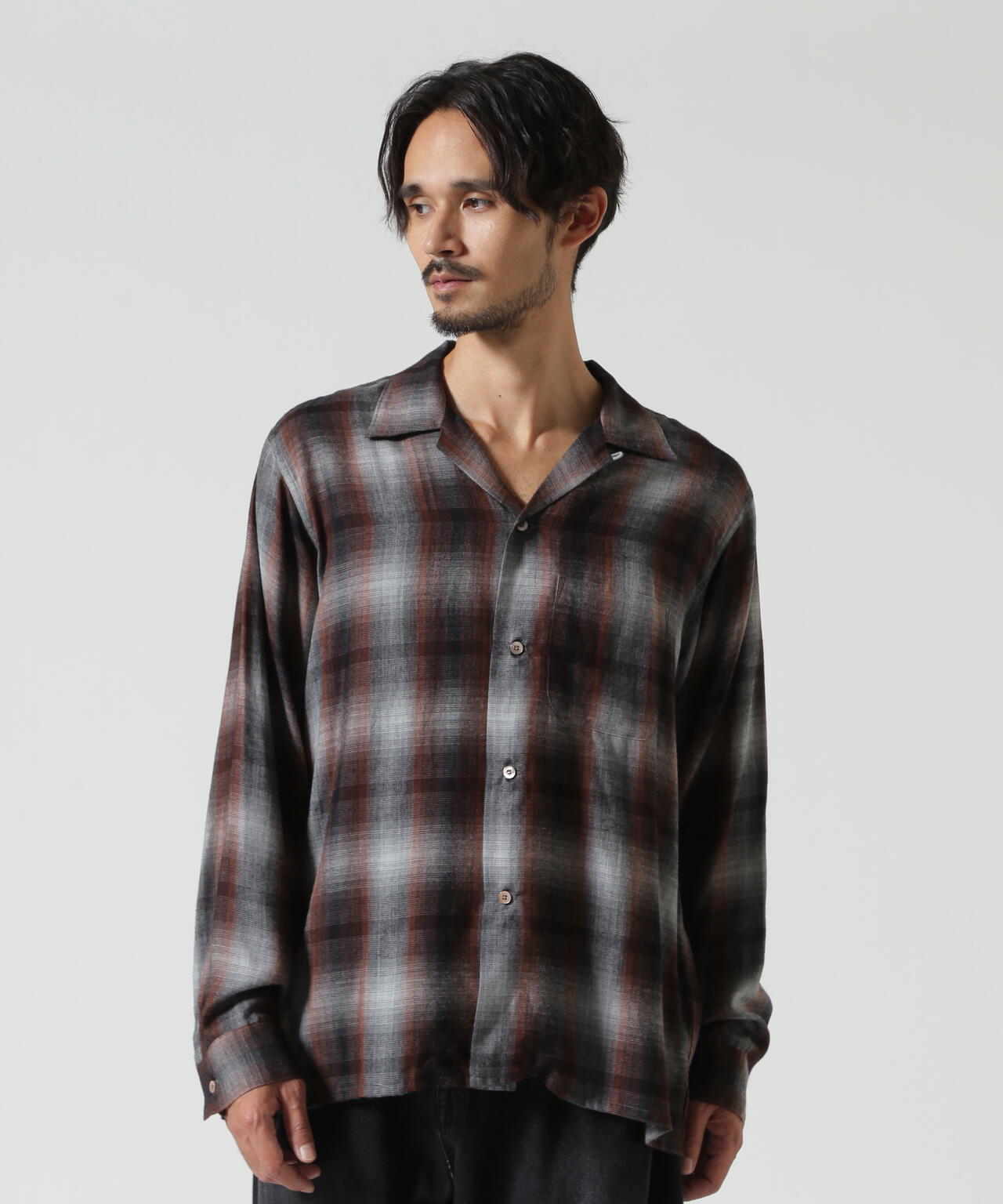 MINEDENIM（マインデニム） T.Rayon Ombre Open Collar Shirt | B'2nd