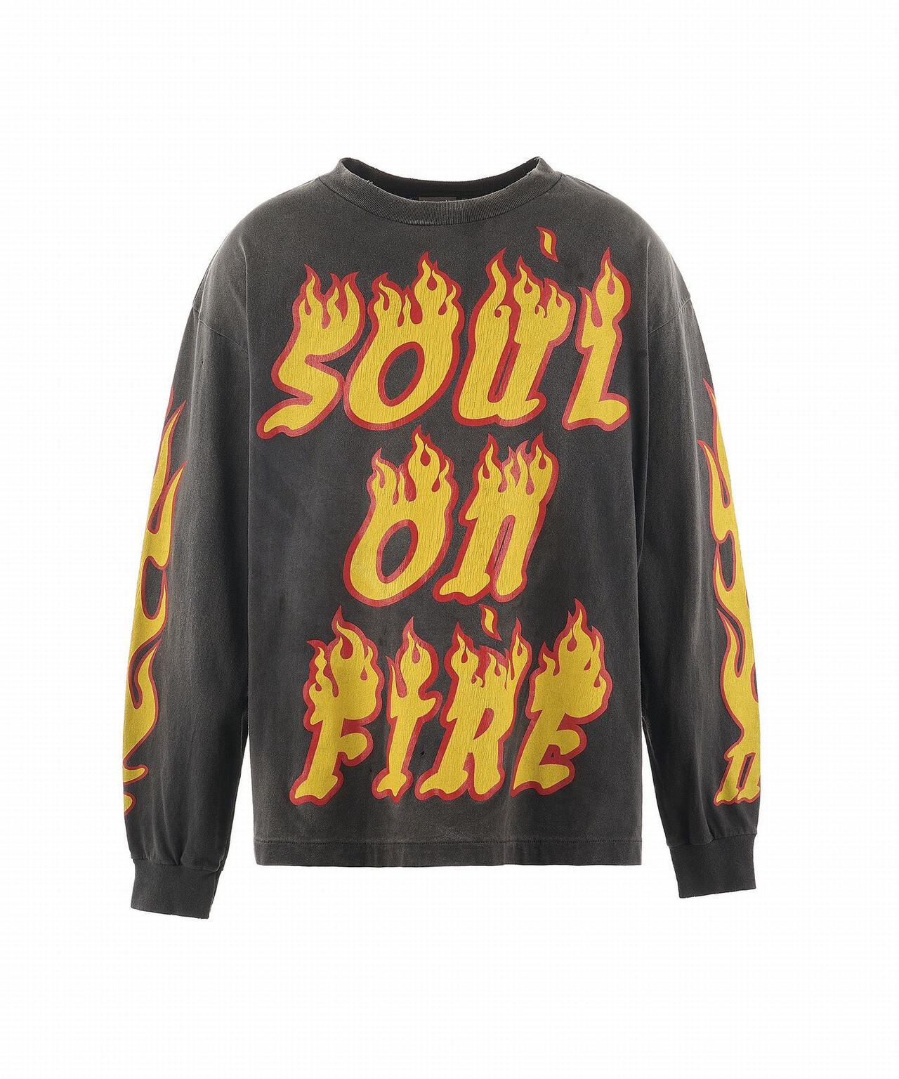 【セントマイケル】フレイムデザイン長袖カットソー SAINT MICHAEL/セントマイケル/LS TEE/SOUL ON FIRE/BLACK | ROYAL