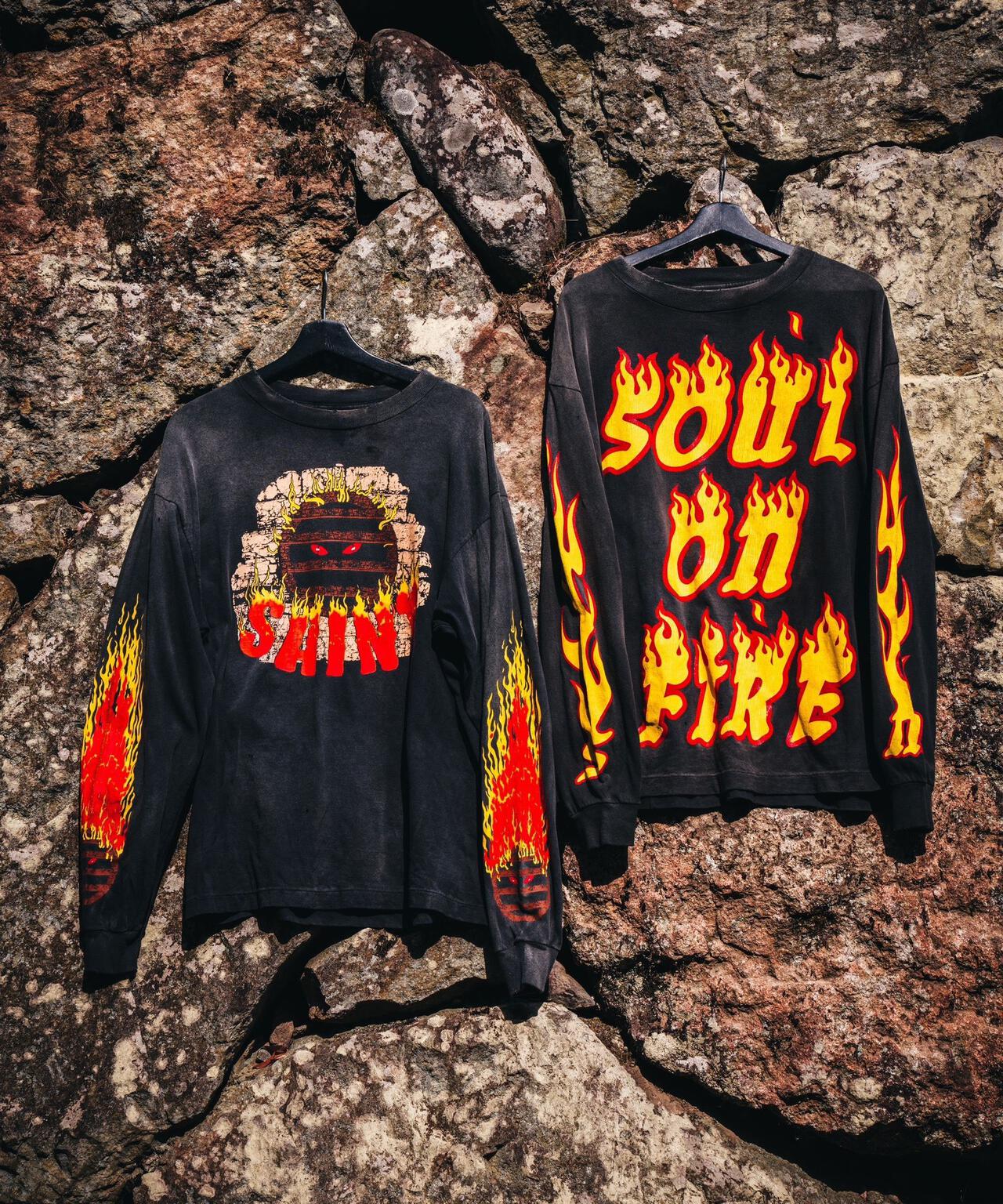 SAINT MICHAEL/セントマイケル/LS TEE/SOUL ON FIRE/BLACK | ROYAL