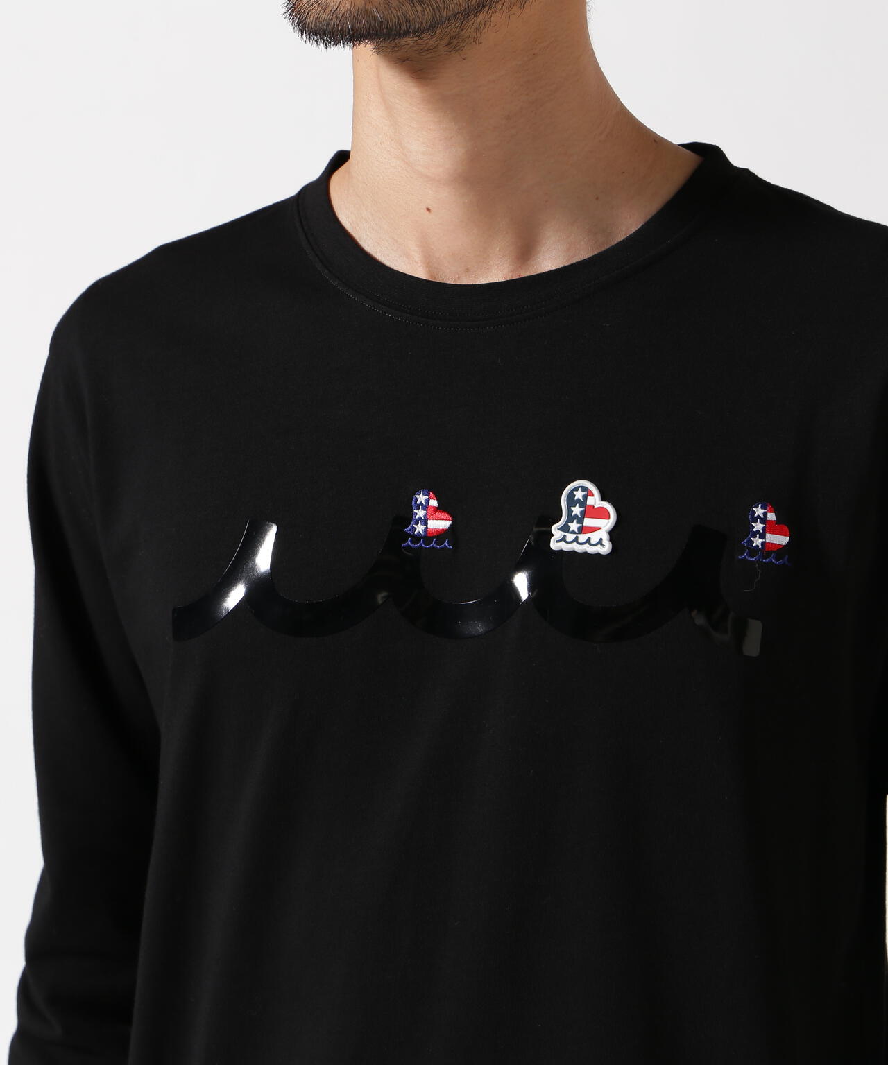 muta MARINE/ムータ マリン/別注Three America Heart LS TEE | ROYAL