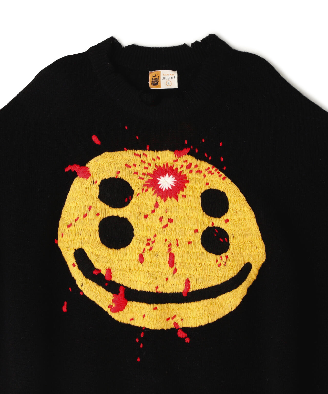 スマイル⭐︎さん専用 SAINT MICHAEL/セントマイケル/CP_CREW KNIT/SMILE/BLACK | ROYAL