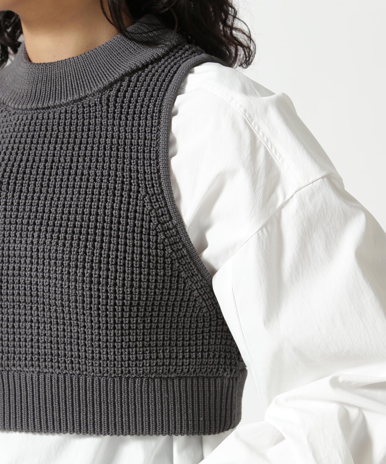 UN3D./アンスリード/WAFFLE SHORT KNIT VEST/ワッフルショートニット