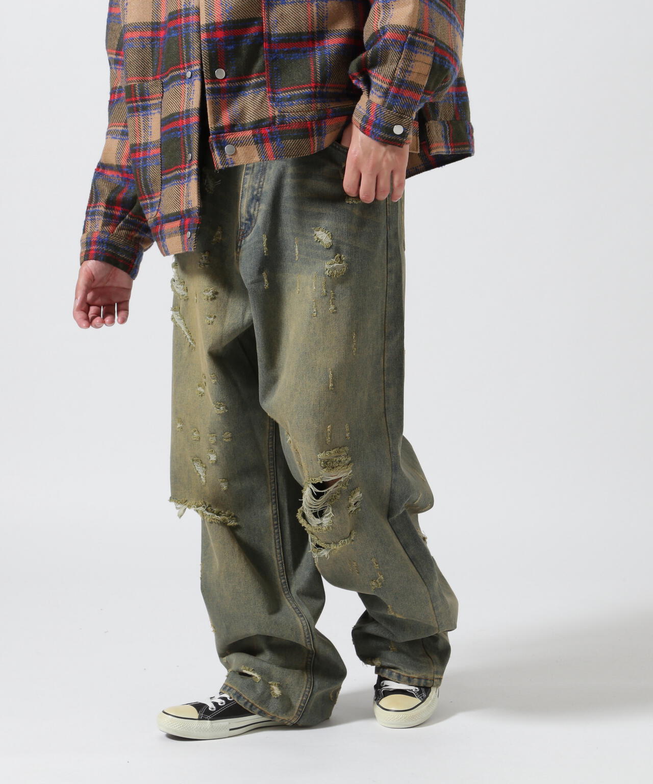 FR(13)NDS/フレンズ/錆加工ダメージワイドパンツ | ROYAL FLASH