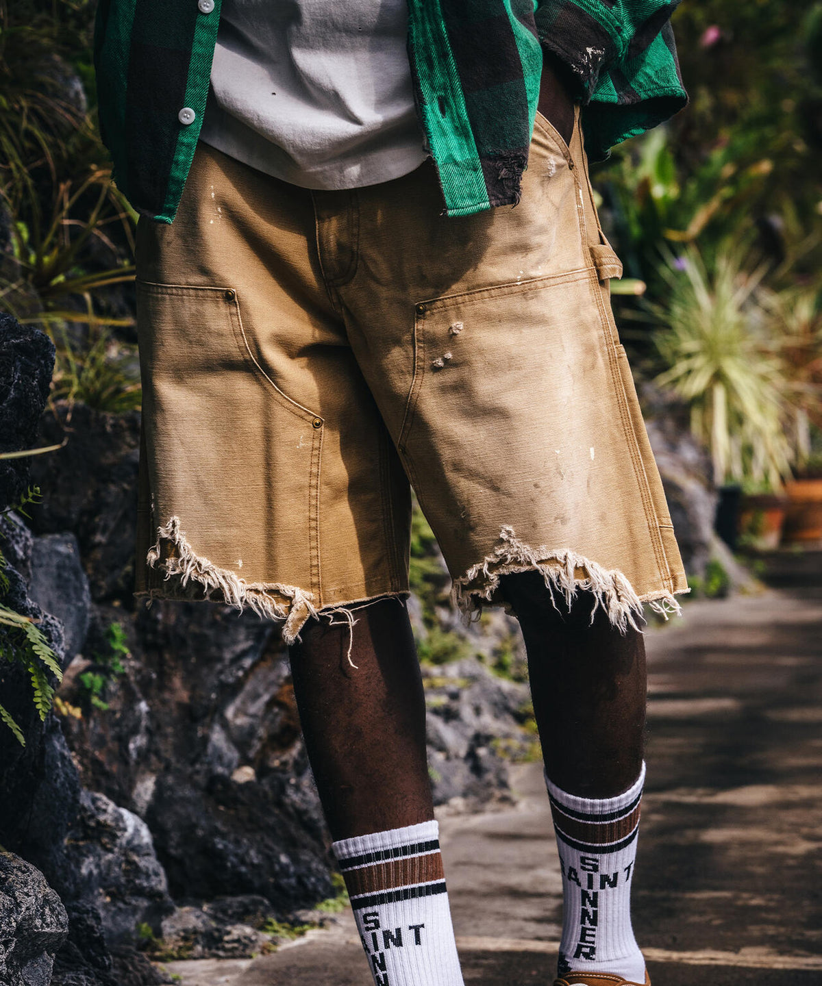 SAINT MICHAEL/セントマイケル/DOUBLE KNEE SHORTS BEIGE | ROYAL 