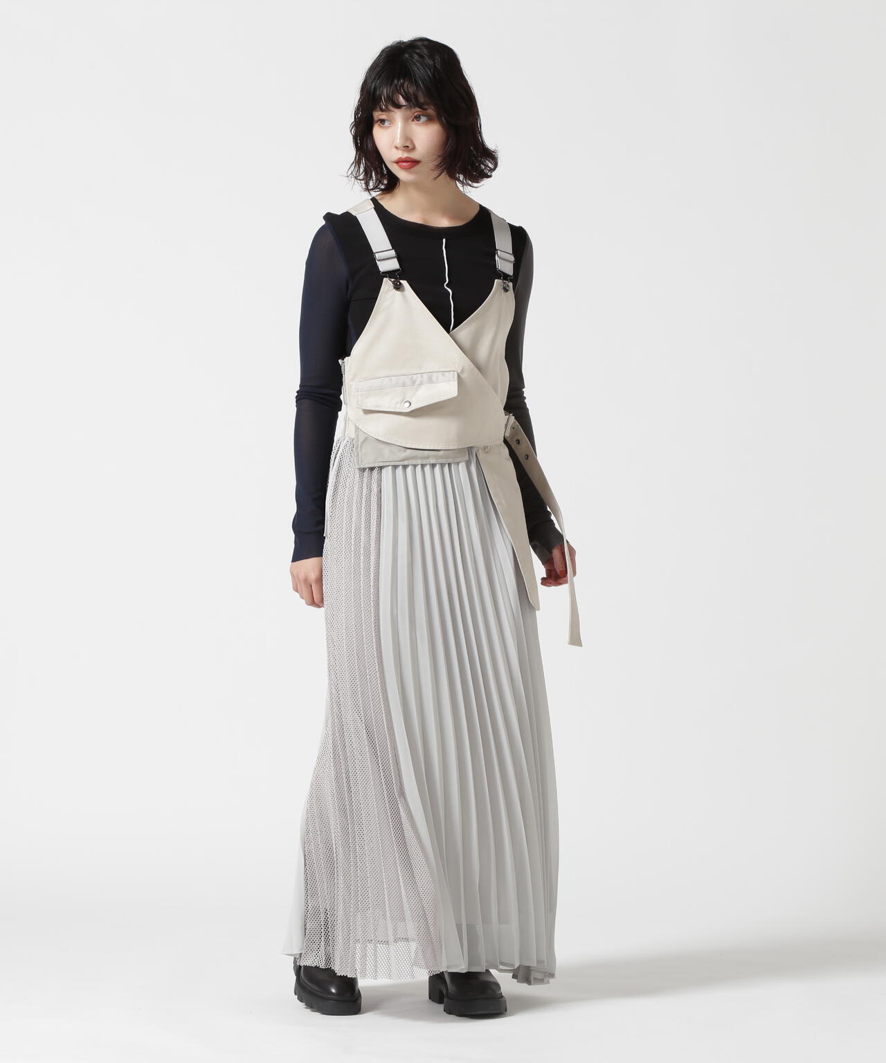 AULA AILA/アウラアイラ/DENIM COMBINATION JUMPER SKIRT | ROYAL