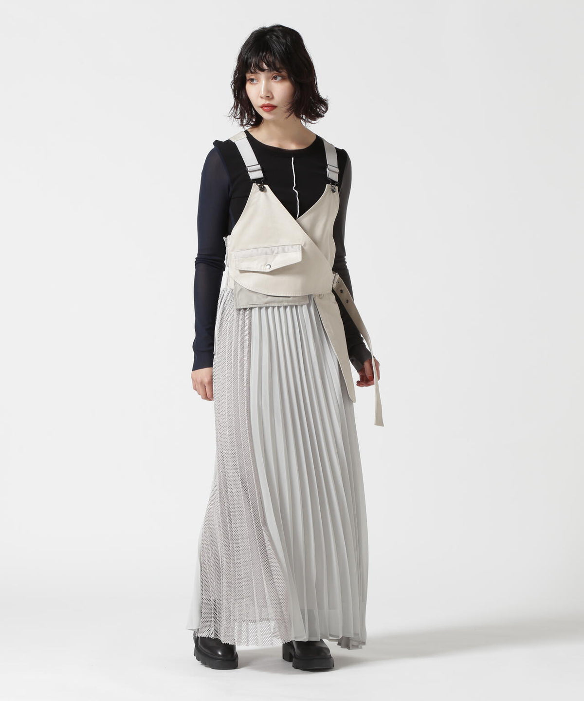 AULA AILA/アウラアイラ/DENIM COMBINATION JUMPER SKIRT | ROYAL 