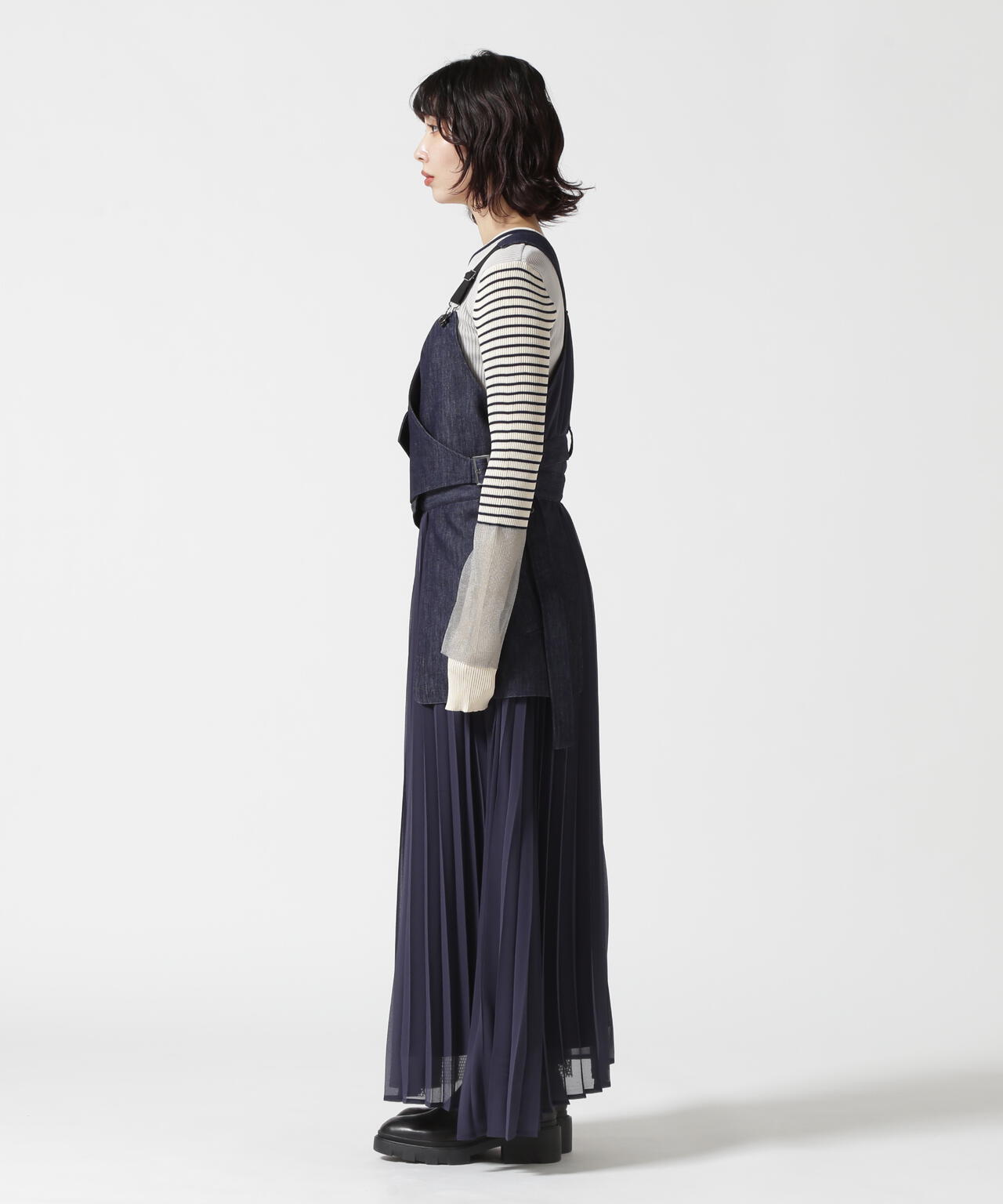 AULA AILA/アウラアイラ/DENIM COMBINATION JUMPER SKIRT | ROYAL