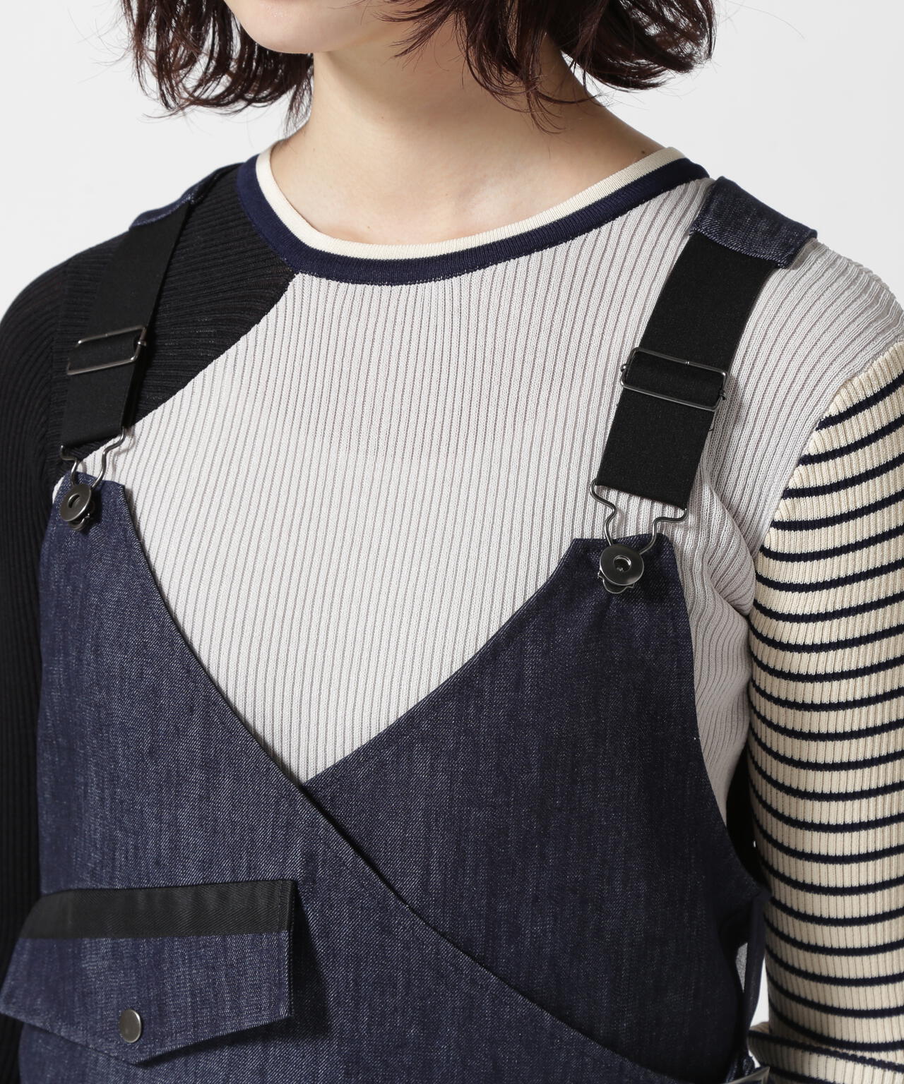 AULA AILA/アウラアイラ/DENIM COMBINATION JUMPER SKIRT | ROYAL