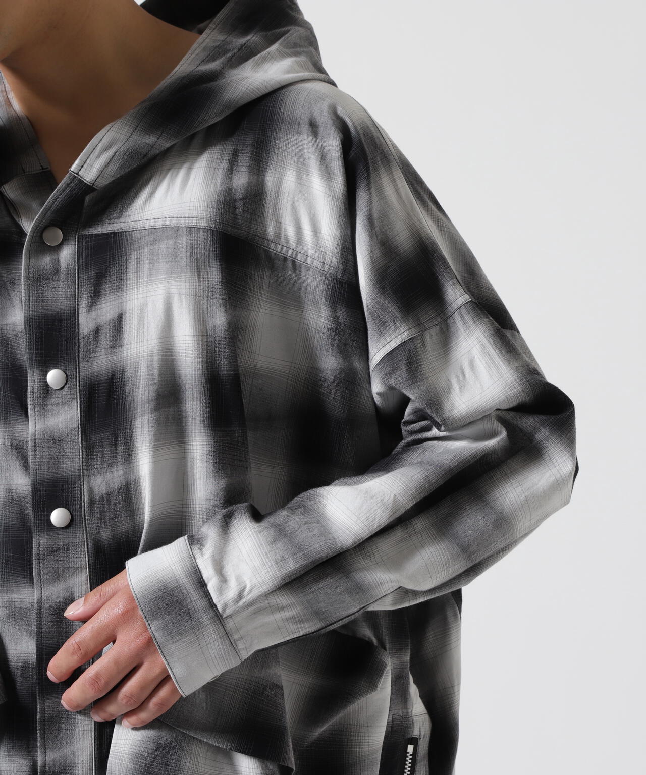 A.F ARTEFACT/エーエフアーティファクト/YOROKE CHECK HOODIE SHIRTS