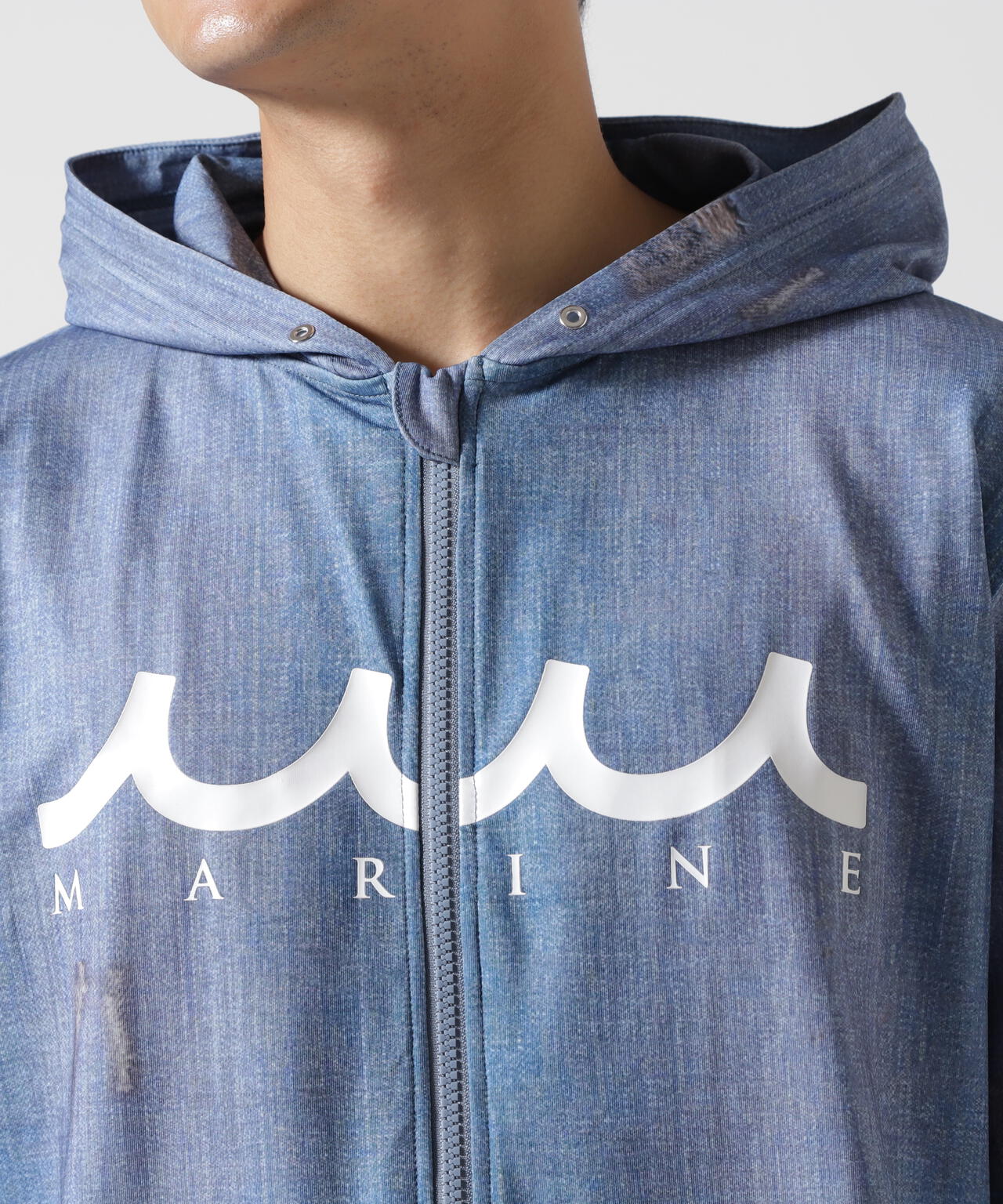 muta MARINE/ムータ マリン/DENIM PRINTED RASH HOODIE