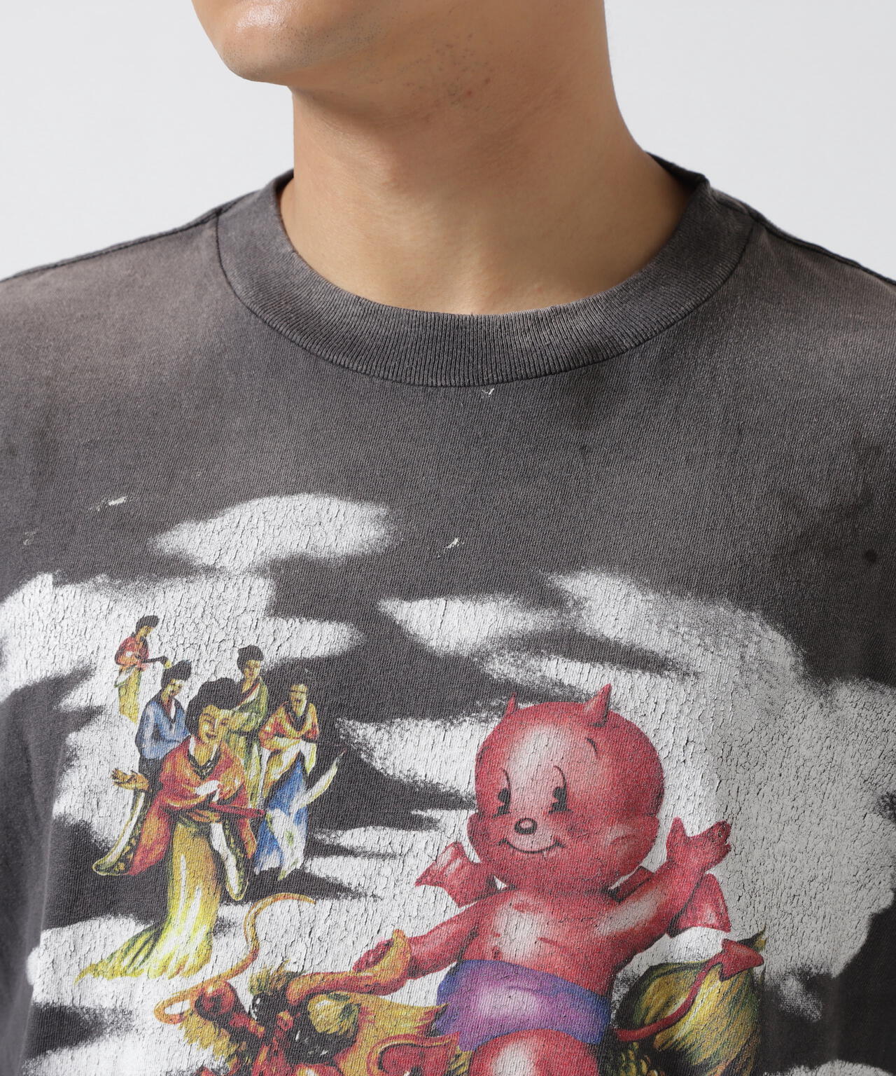 SAINT MICHAEL/セントマイケル/SS TEE DAMAGED BLACK