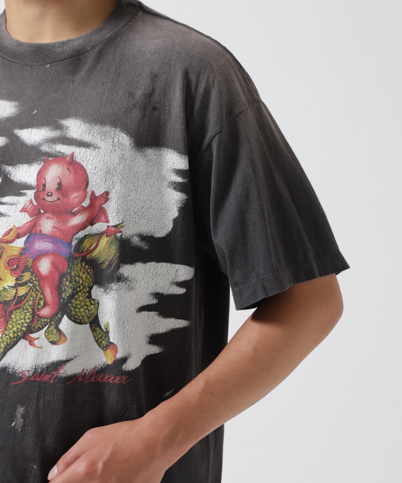 SAINT MICHAEL/セントマイケル/SS TEE DAMAGED BLACK