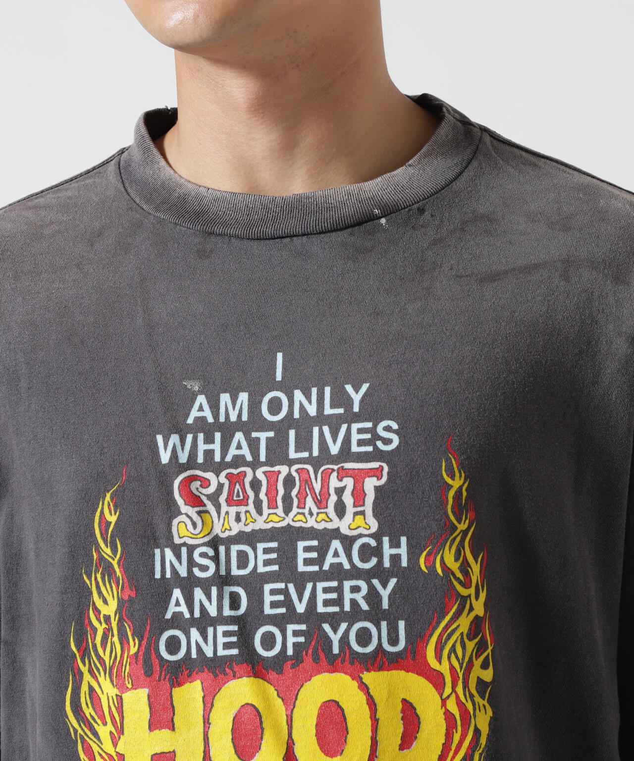 SAINT MICHAEL/セントマイケル/NH SS TEE STHD.HOOD BLACK