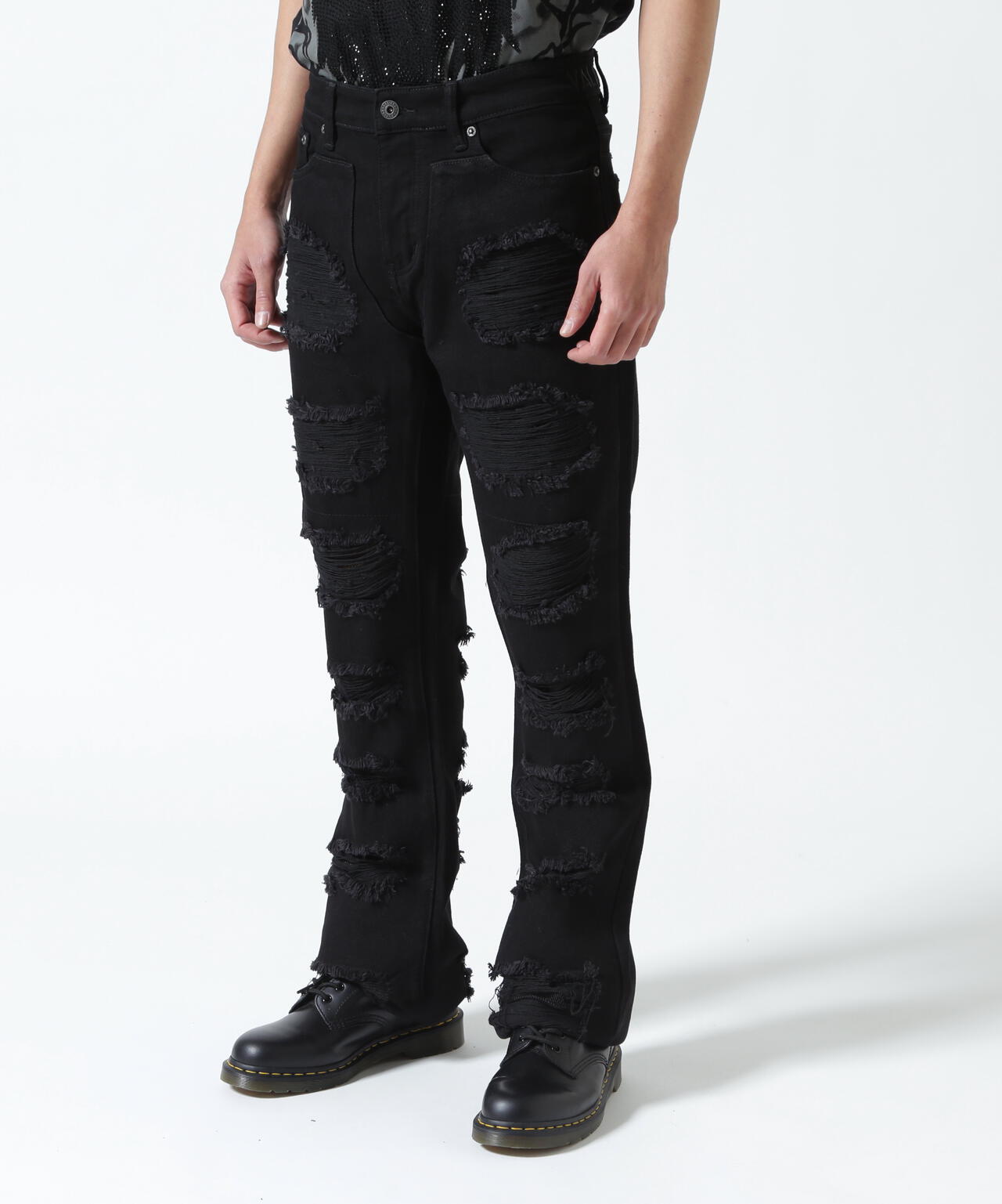 VALABASAS バラバサス　スリムフィットデニム　ブラックダメージ28新品 Valabasas/バラバサス/NET STACKED | ROYAL FLASH（ロイヤルフラッシュ