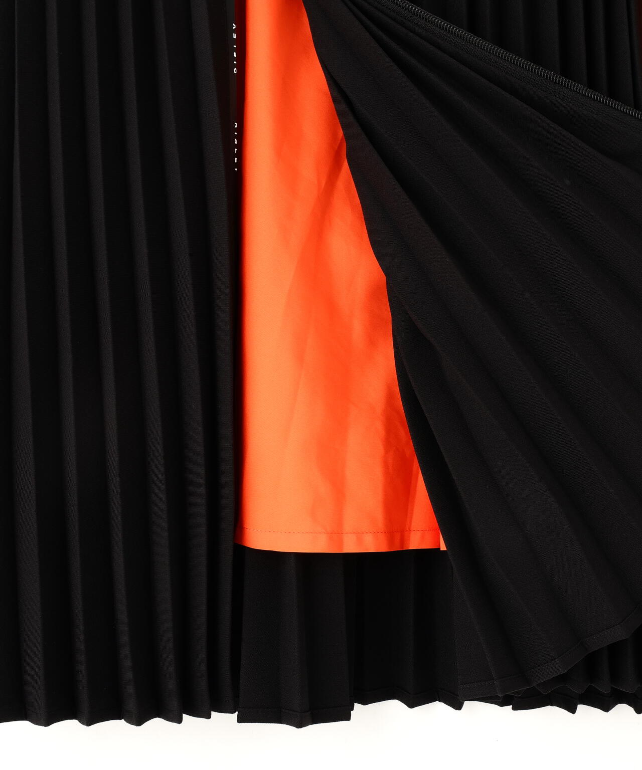 RISLEY プリーツスカート 黒 オレンジ裏地 Risley/リズレー/ ZIP プリーツスカート | ROYAL FLASH（ロイヤル