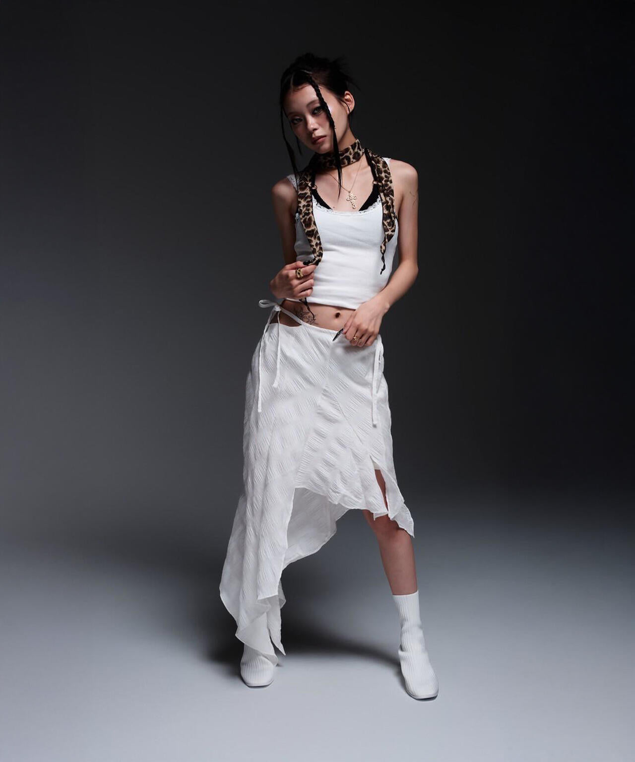 MITSUKI/ミツキ/CHECK ASYMME SKIRT