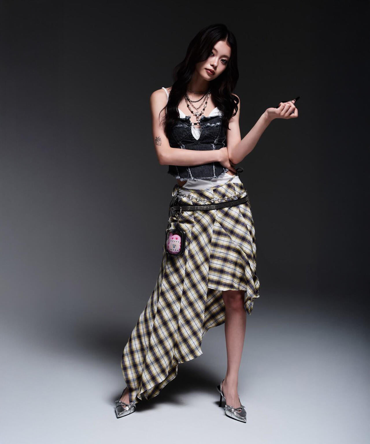 MITSUKI/ミツキ/CHECK ASYMME SKIRT