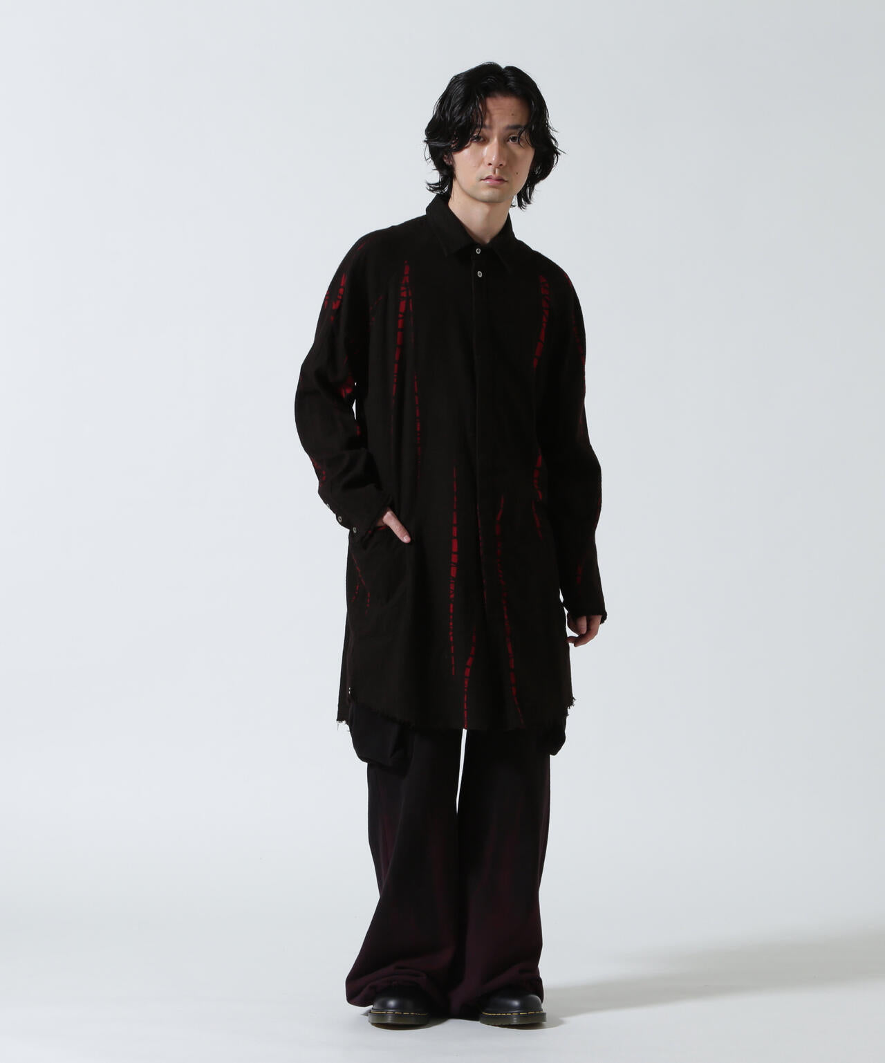 KMRii/ケムリ/Shadow Vine Long Flannel Shirt