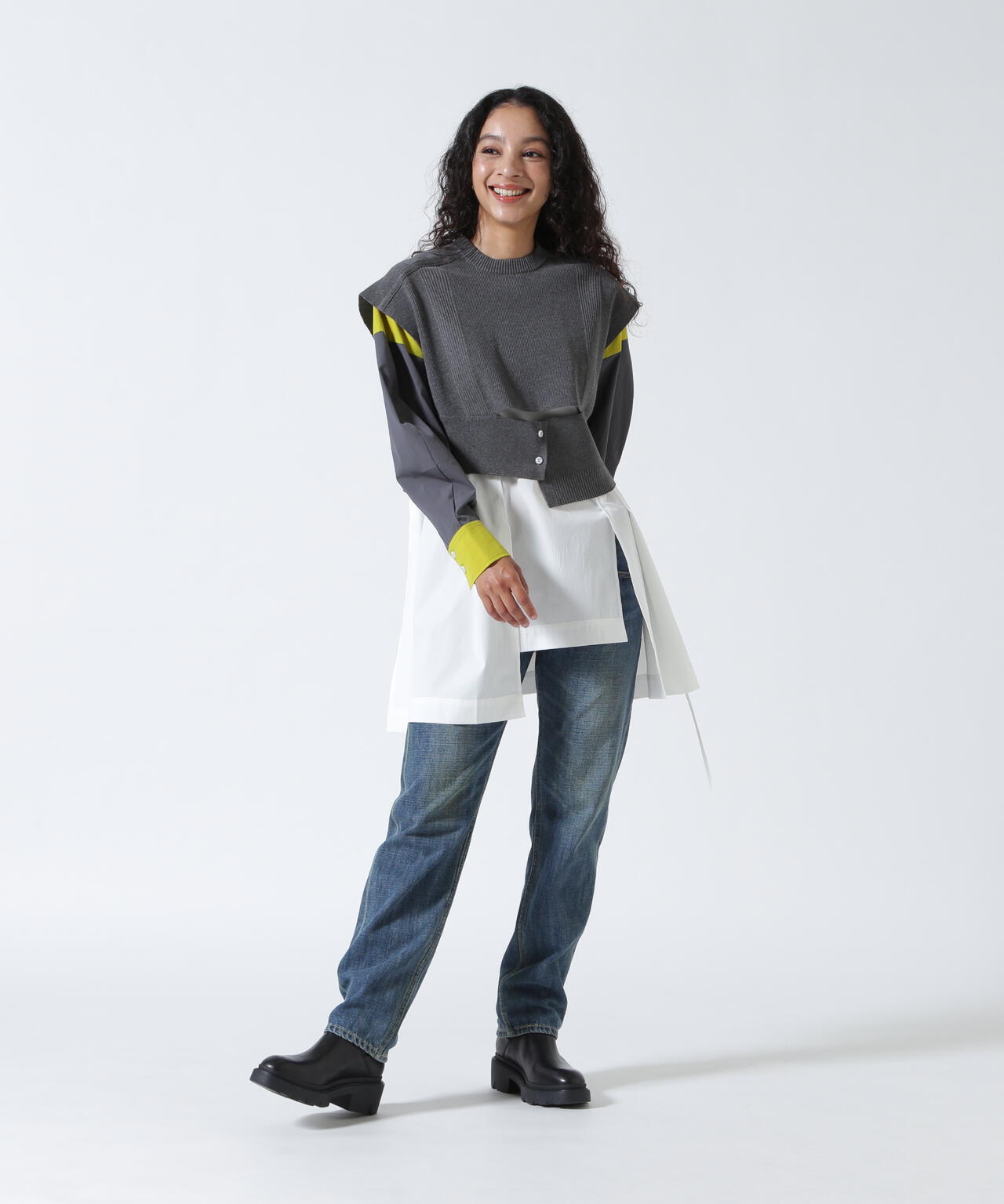 UN3D./アンスリード/KNIT VEST DOCKING SHIRT/ニットベストドッキングシャツ