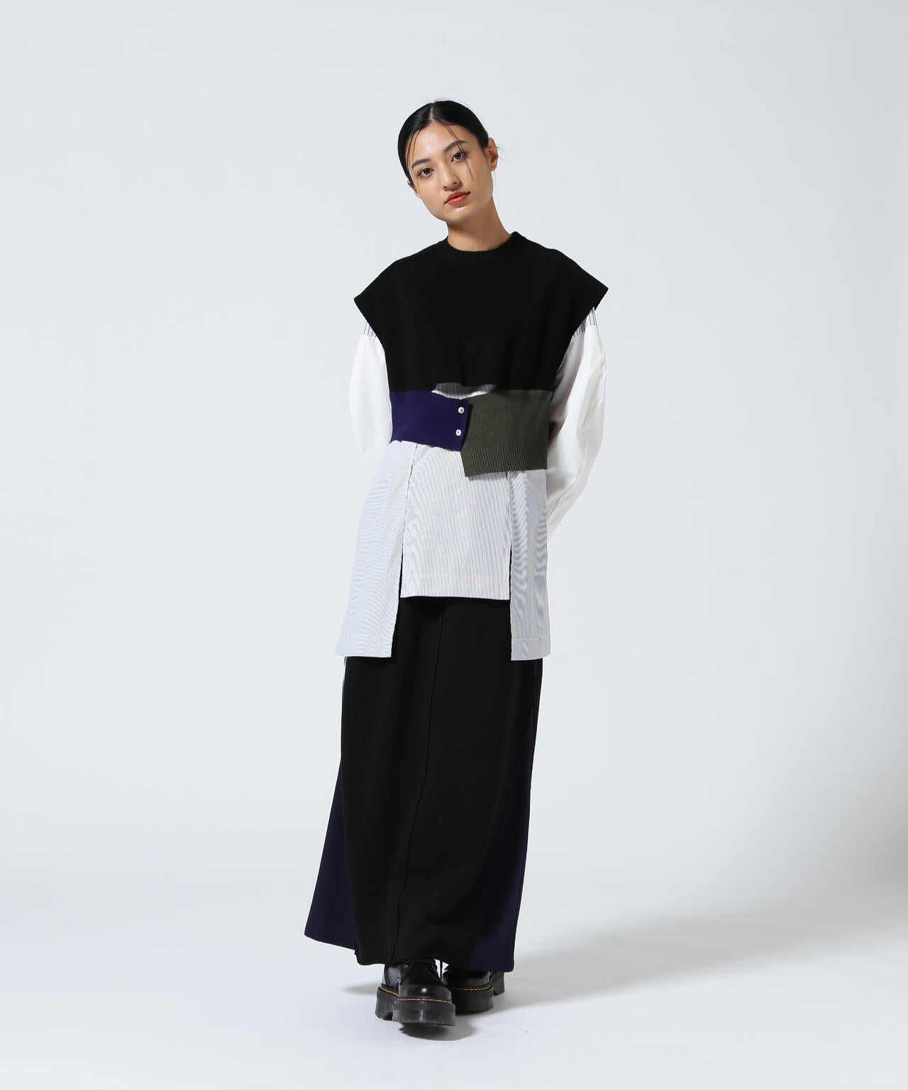 UN3D./アンスリード/KNIT VEST DOCKING SHIRT/ニットベストドッキングシャツ