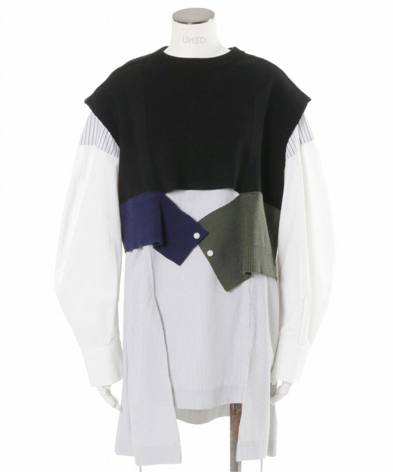 UN3D./アンスリード/KNIT VEST DOCKING SHIRT/ニットベストドッキングシャツ