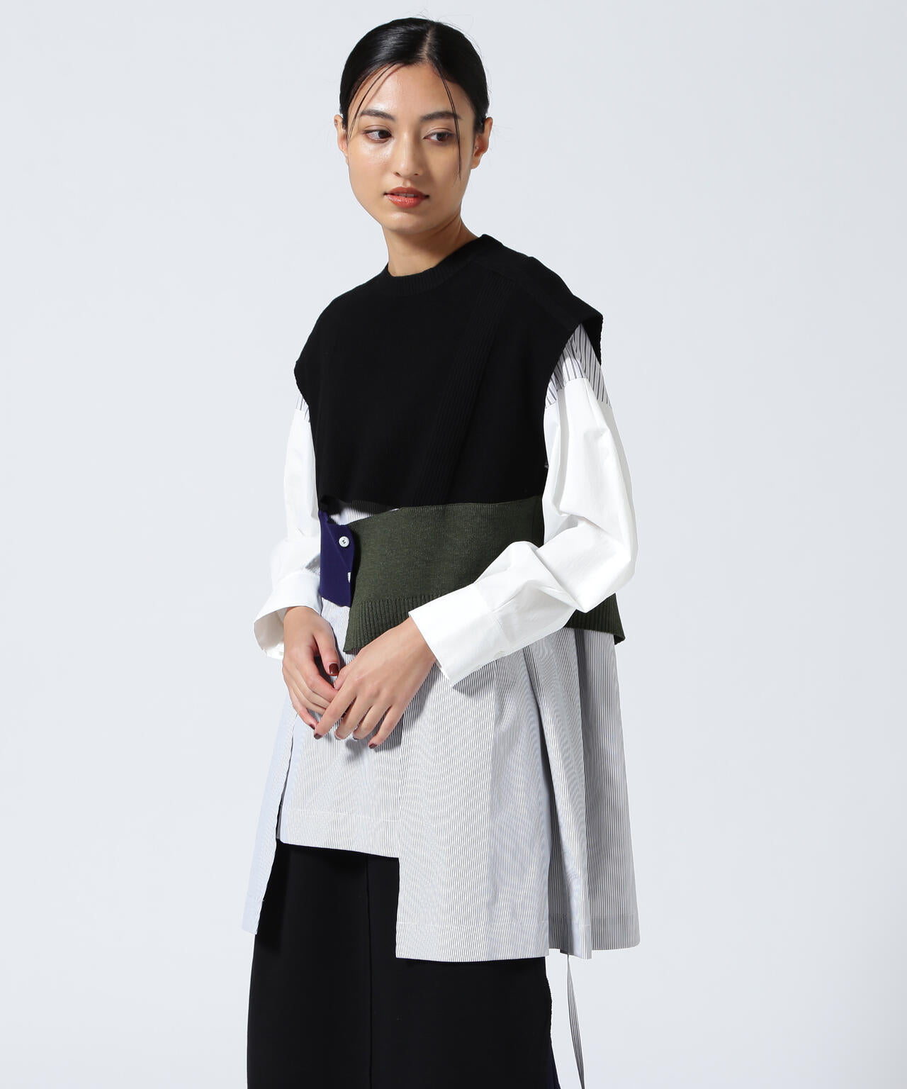 UN3D./アンスリード/KNIT VEST DOCKING SHIRT/ニットベストドッキングシャツ