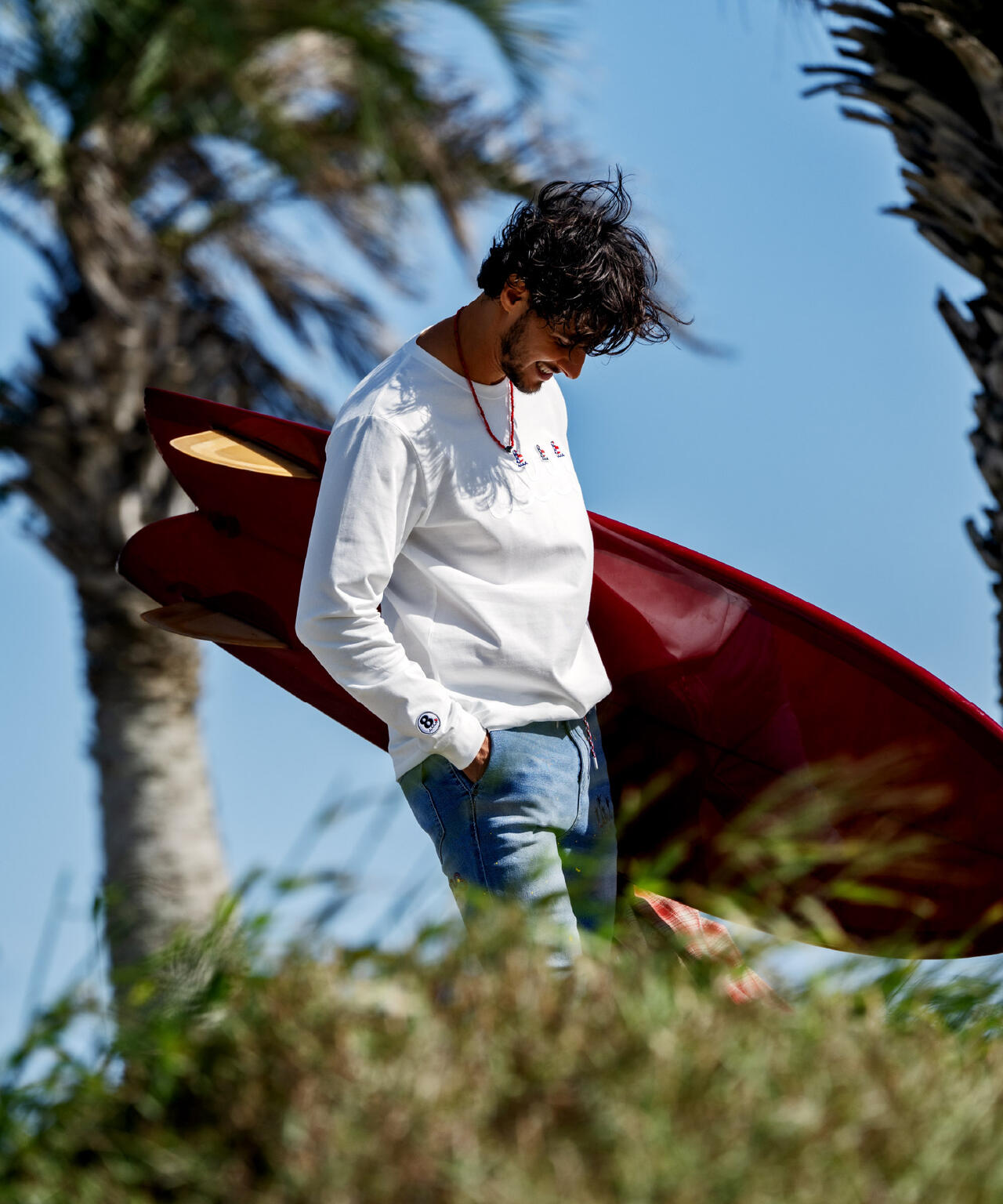 muta MARINE/ムータ マリン/別注 Three America Heart LS TEE | ROYAL