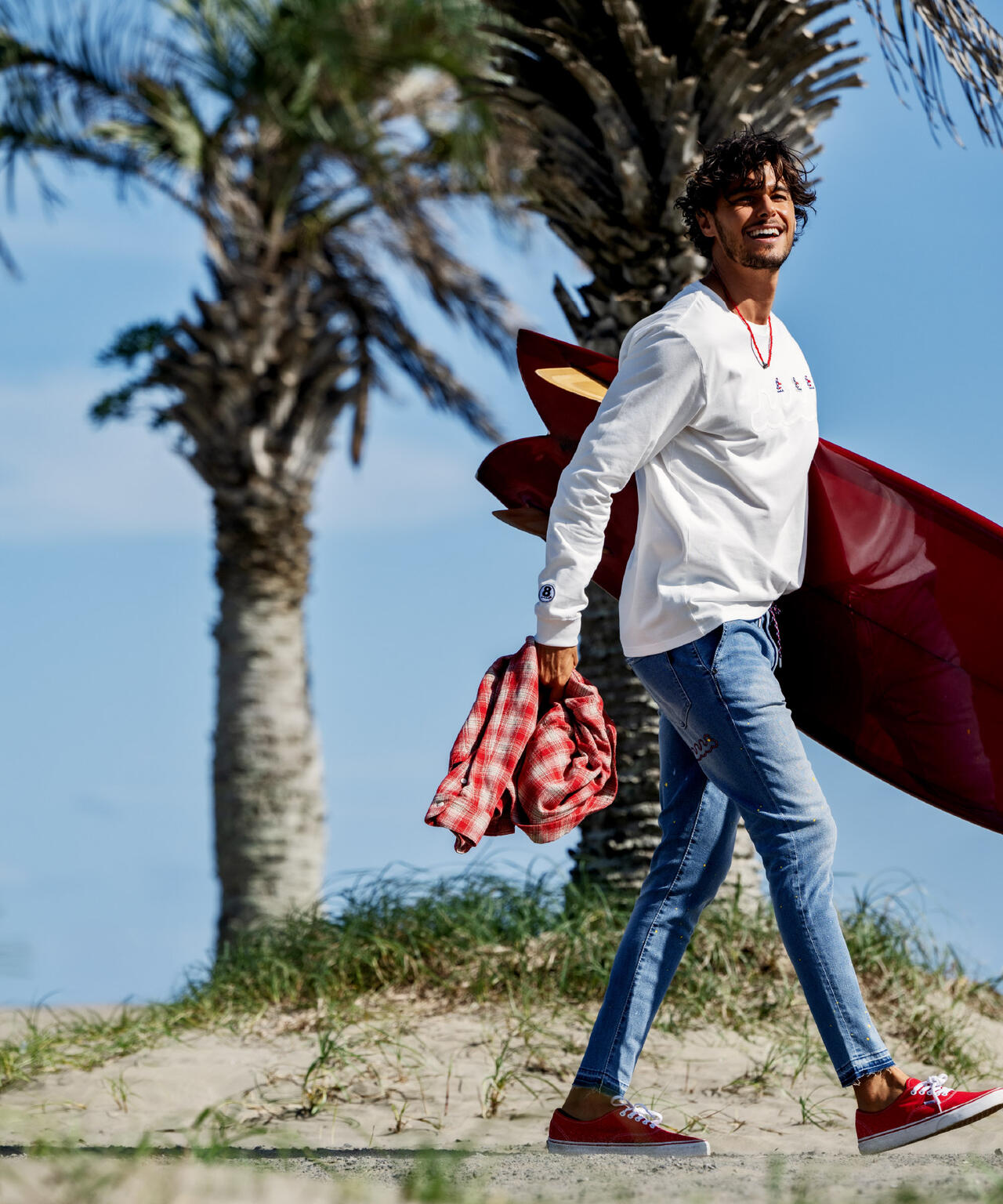 muta MARINE/ムータ マリン/別注 Three America Heart LS TEE | ROYAL