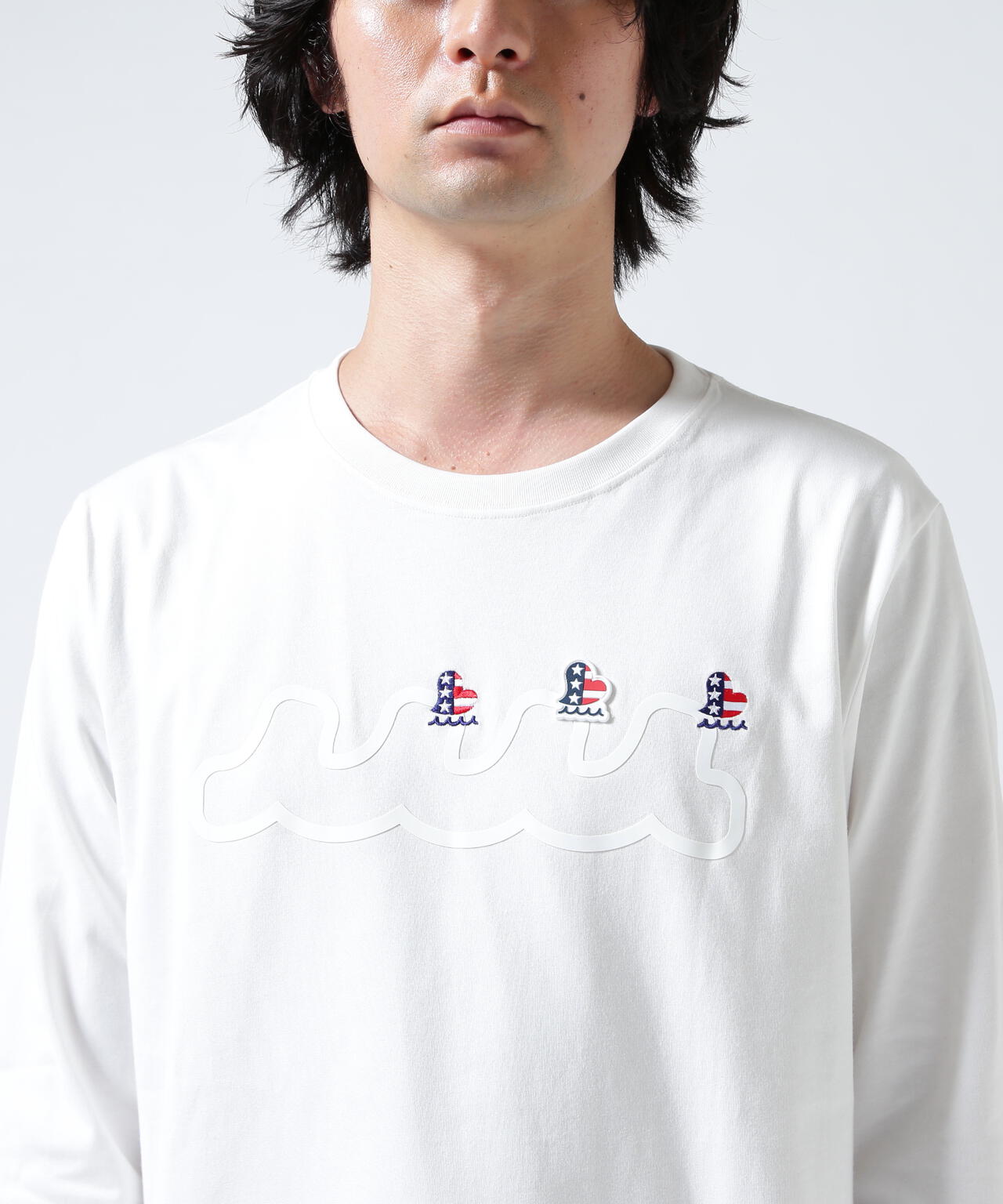 muta MARINE/ムータ マリン/別注 Three America Heart LS TEE | ROYAL